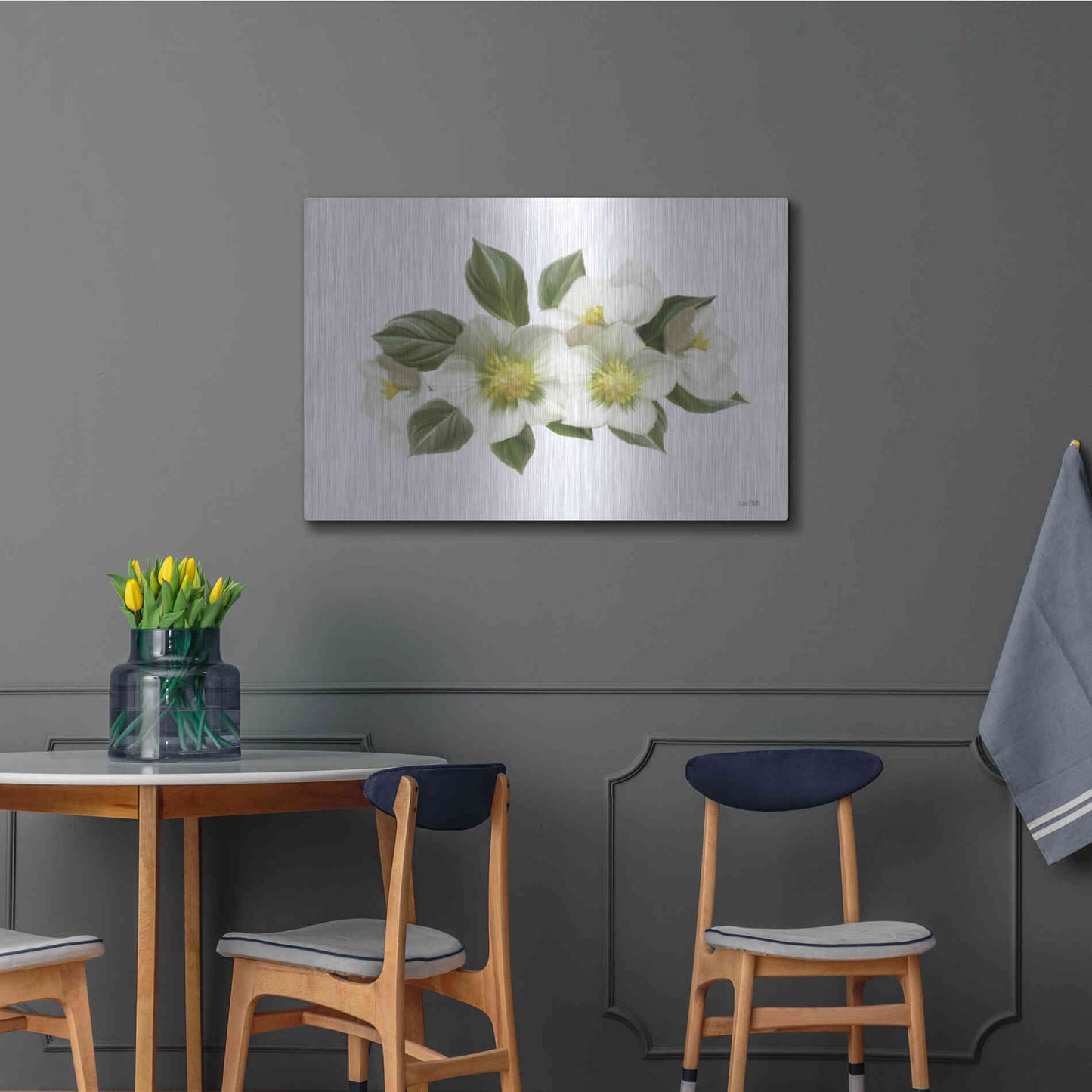 Luxe Metal Art 'White Wildflowers' by House Fenway, Metal Wall Art,36x24