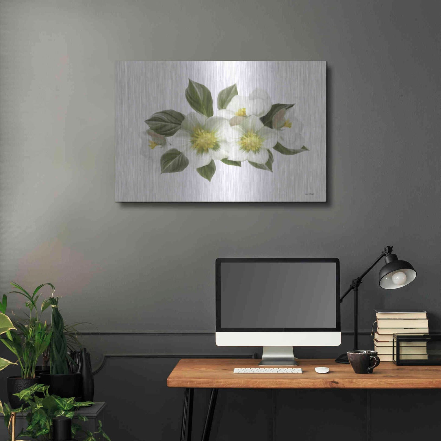 Luxe Metal Art 'White Wildflowers' by House Fenway, Metal Wall Art,36x24