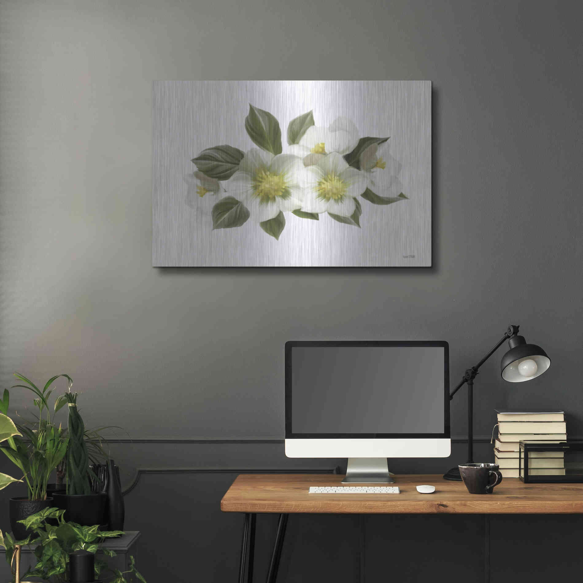 Luxe Metal Art 'White Wildflowers' by House Fenway, Metal Wall Art,36x24