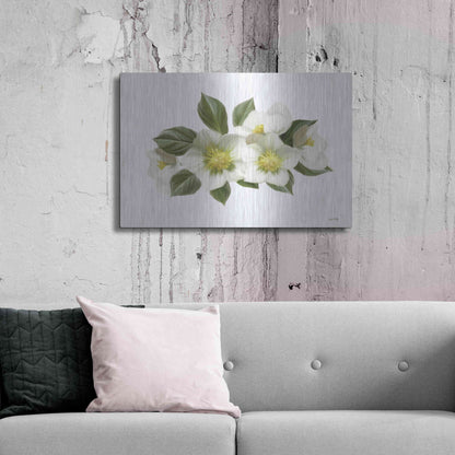 Luxe Metal Art 'White Wildflowers' by House Fenway, Metal Wall Art,36x24