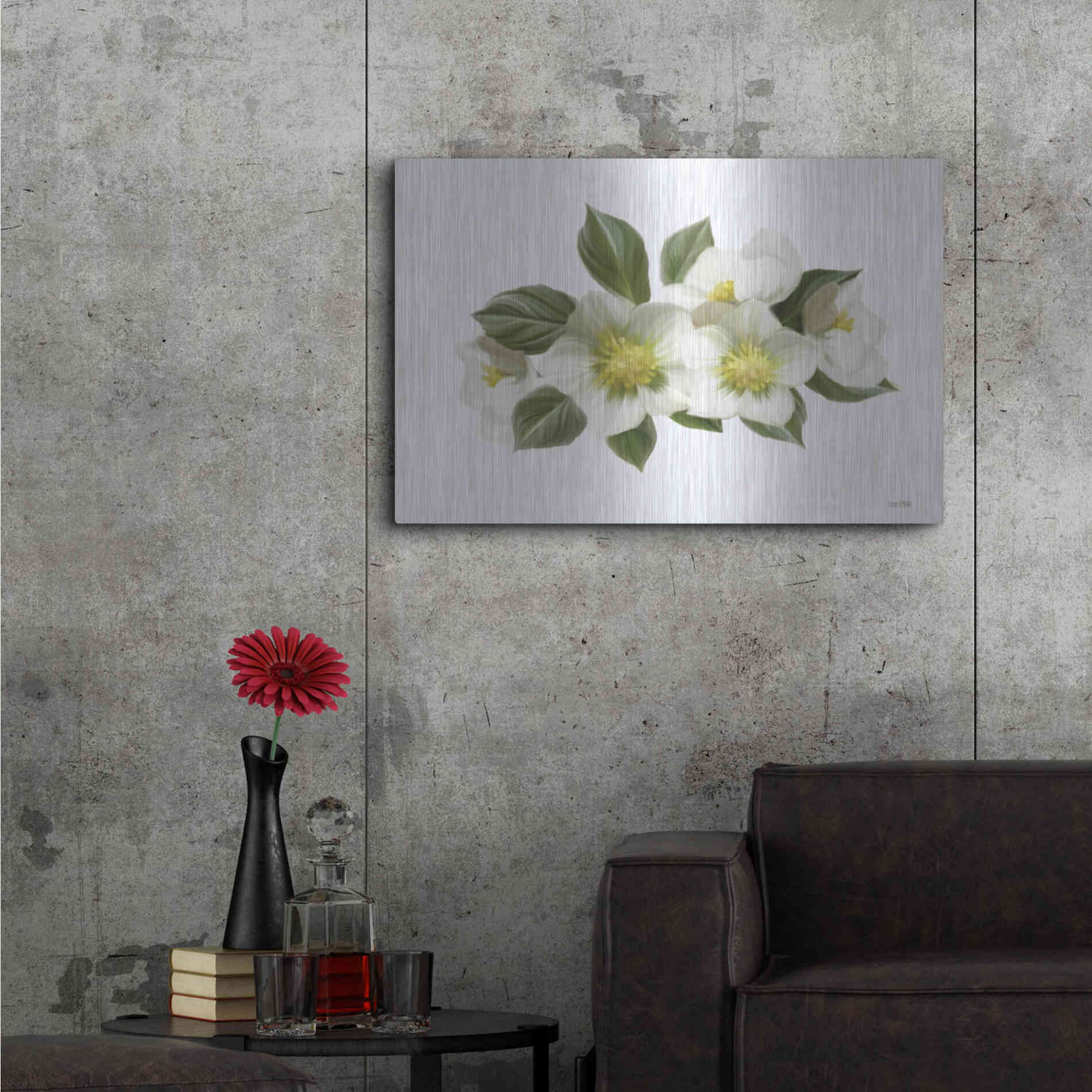 Luxe Metal Art 'White Wildflowers' by House Fenway, Metal Wall Art,36x24