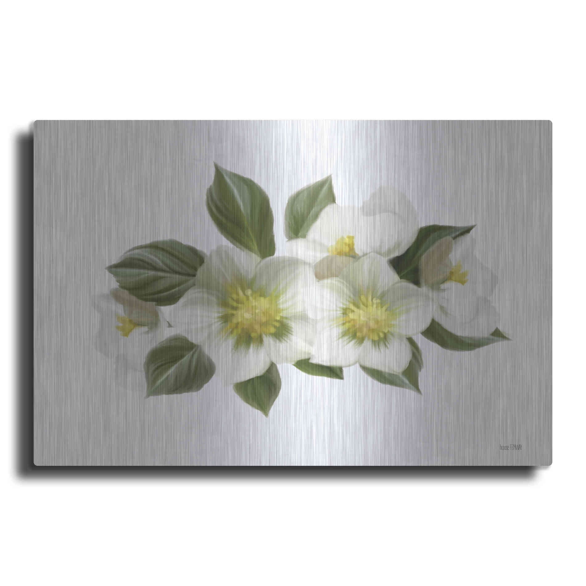 Luxe Metal Art 'White Wildflowers' by House Fenway, Metal Wall Art