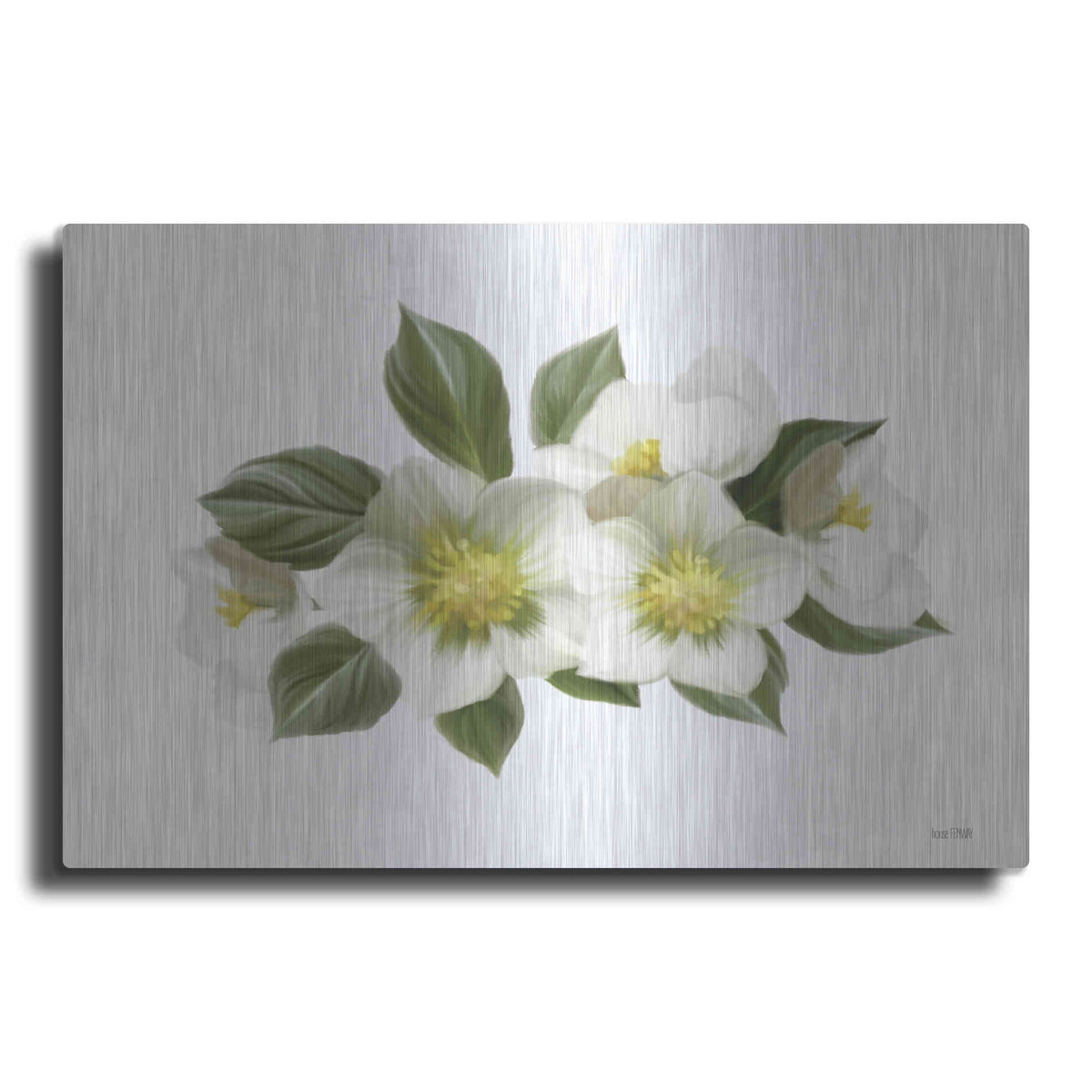 Luxe Metal Art 'White Wildflowers' by House Fenway, Metal Wall Art