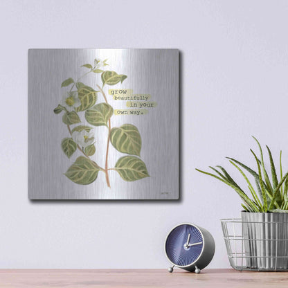 Luxe Metal Art 'Grow Beautifully' by House Fenway, Metal Wall Art,12x12