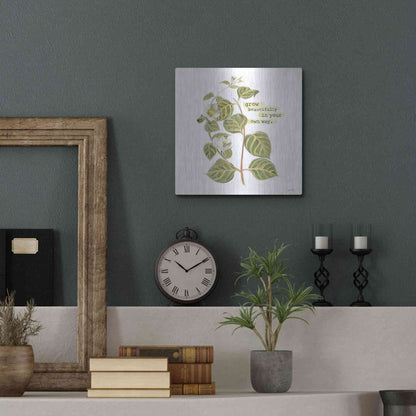 Luxe Metal Art 'Grow Beautifully' by House Fenway, Metal Wall Art,12x12