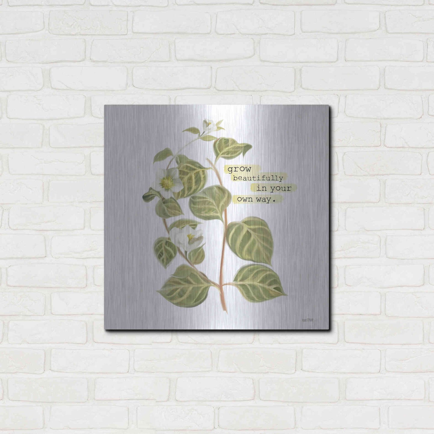 Luxe Metal Art 'Grow Beautifully' by House Fenway, Metal Wall Art,24x24