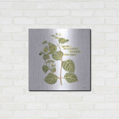 Luxe Metal Art 'Grow Beautifully' by House Fenway, Metal Wall Art,24x24