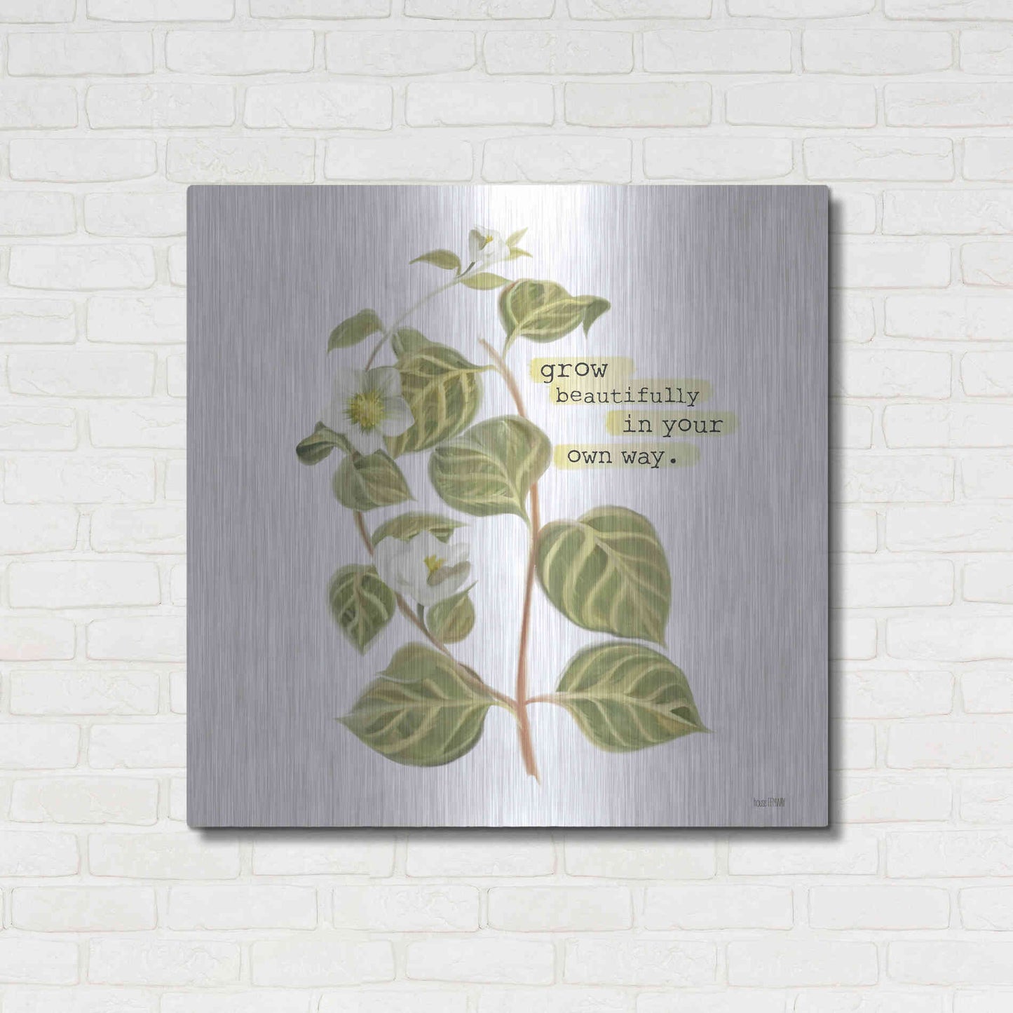 Luxe Metal Art 'Grow Beautifully' by House Fenway, Metal Wall Art,36x36