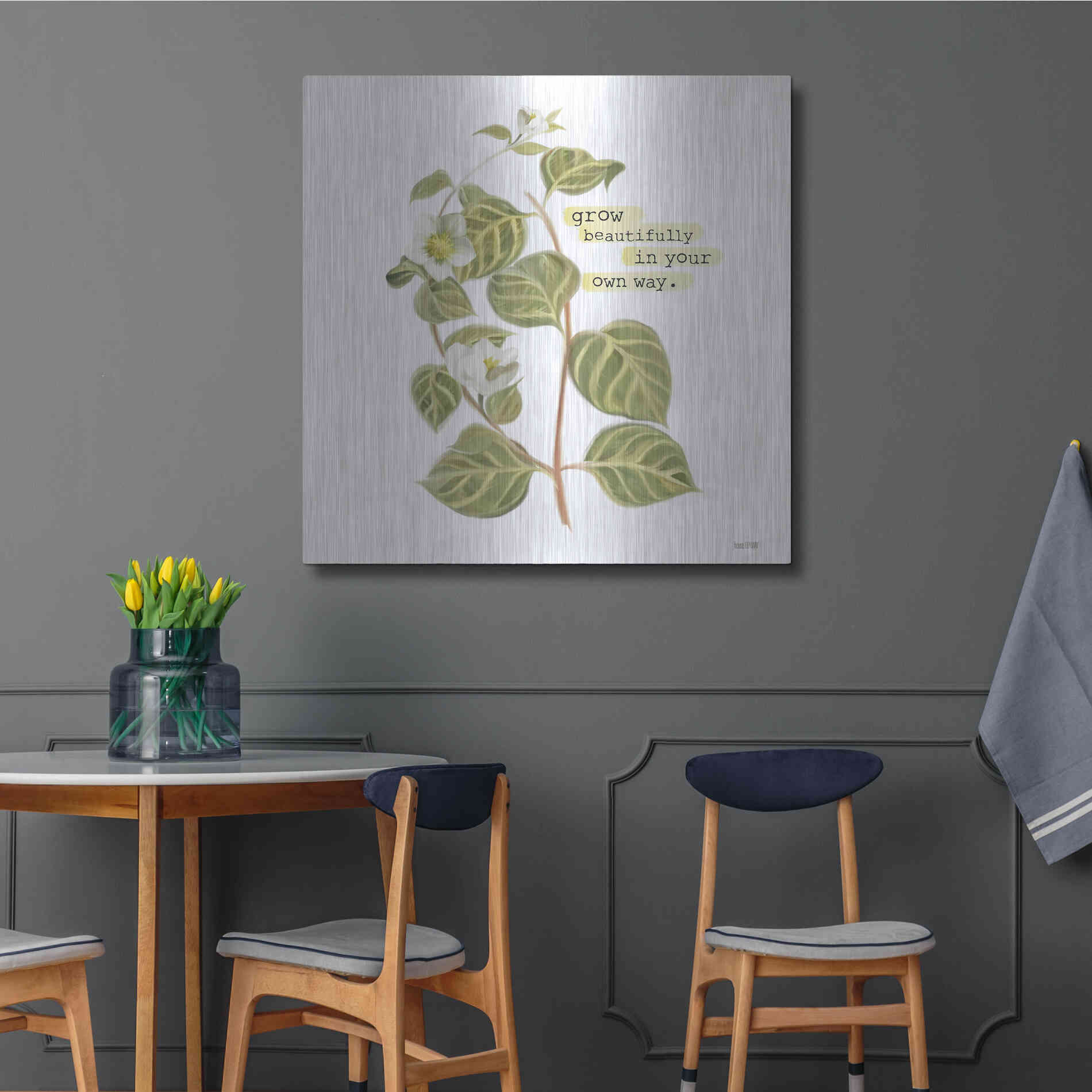 Luxe Metal Art 'Grow Beautifully' by House Fenway, Metal Wall Art,36x36