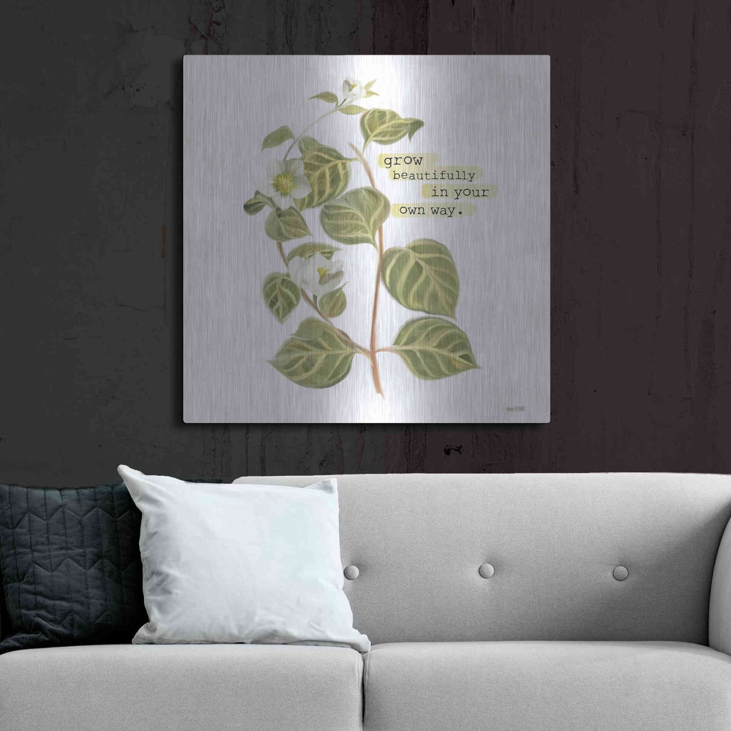 Luxe Metal Art 'Grow Beautifully' by House Fenway, Metal Wall Art,36x36