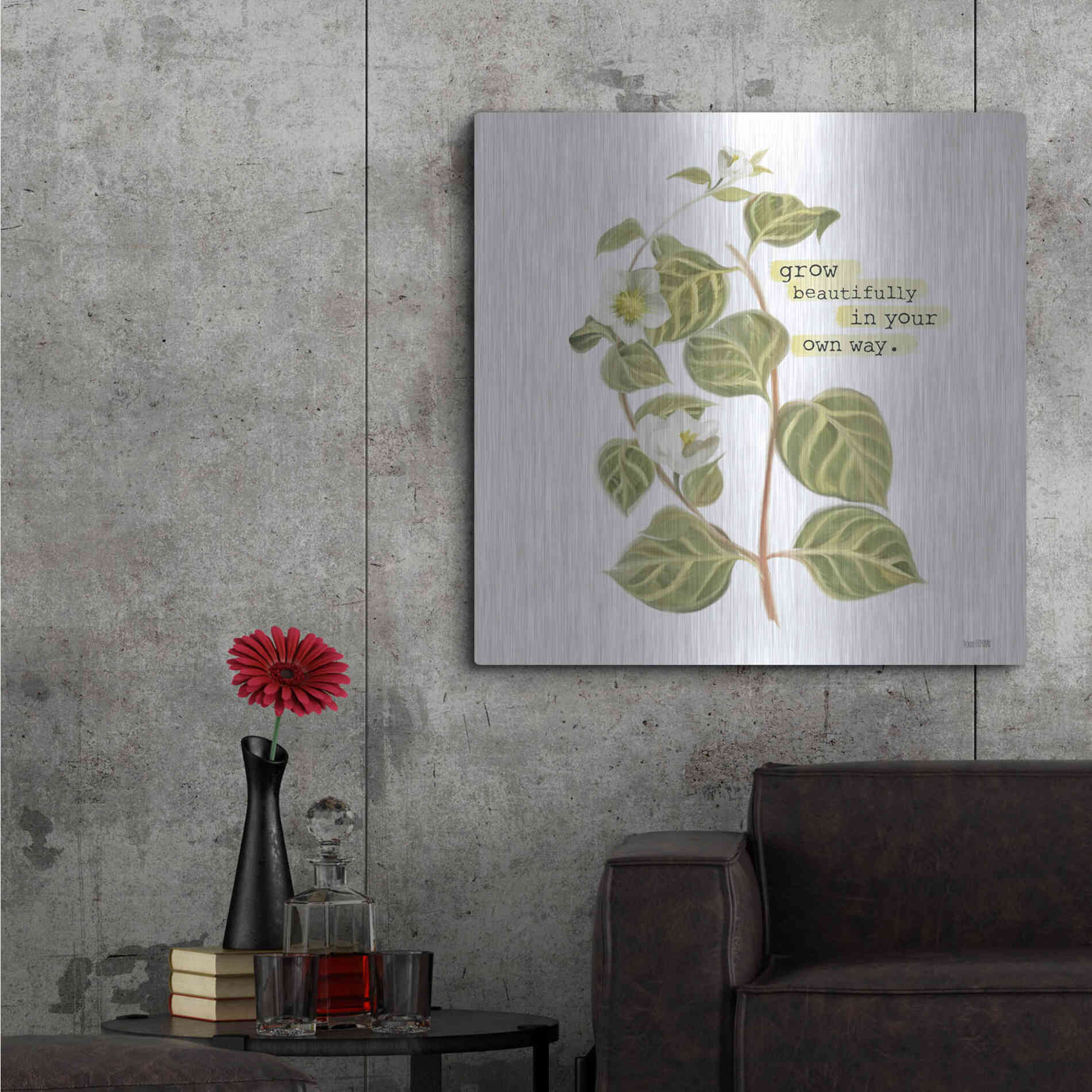 Luxe Metal Art 'Grow Beautifully' by House Fenway, Metal Wall Art,36x36
