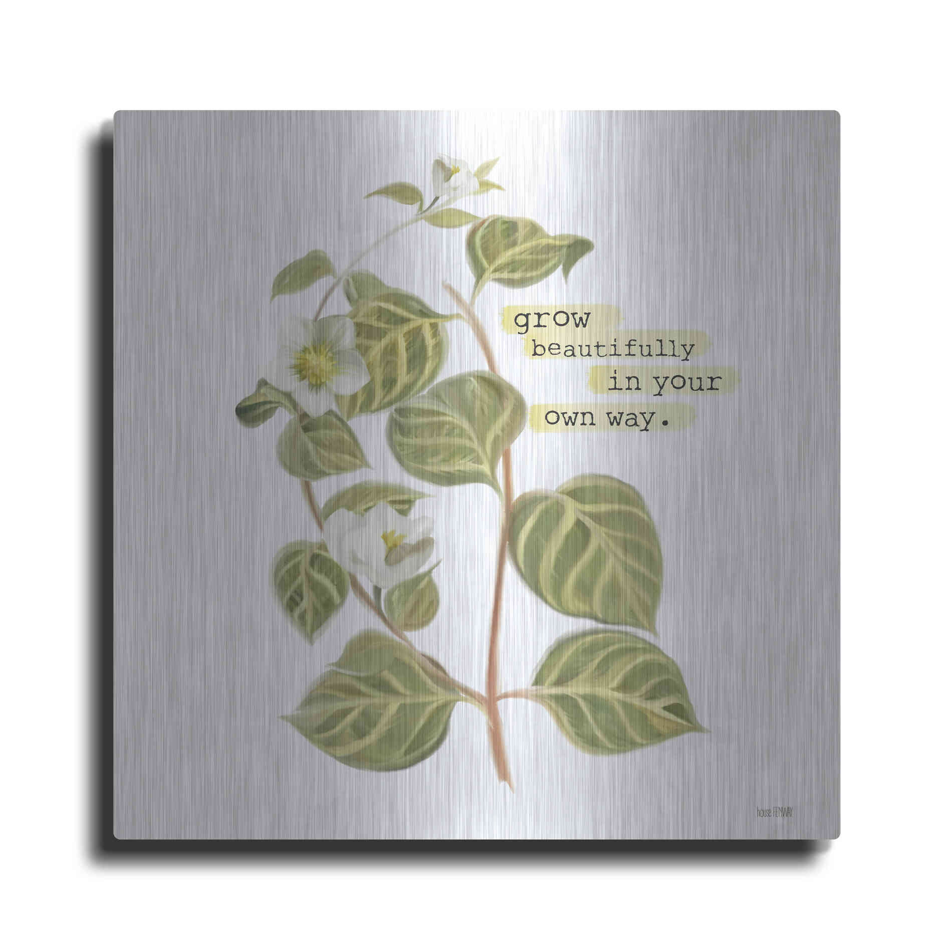 Luxe Metal Art 'Grow Beautifully' by House Fenway, Metal Wall Art
