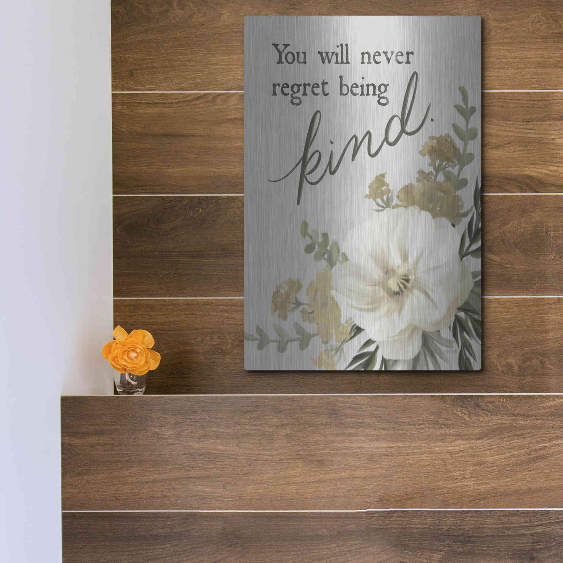 Luxe Metal Art 'You Will Never Regret Being Kind' by House Fenway, Metal Wall Art,12x16