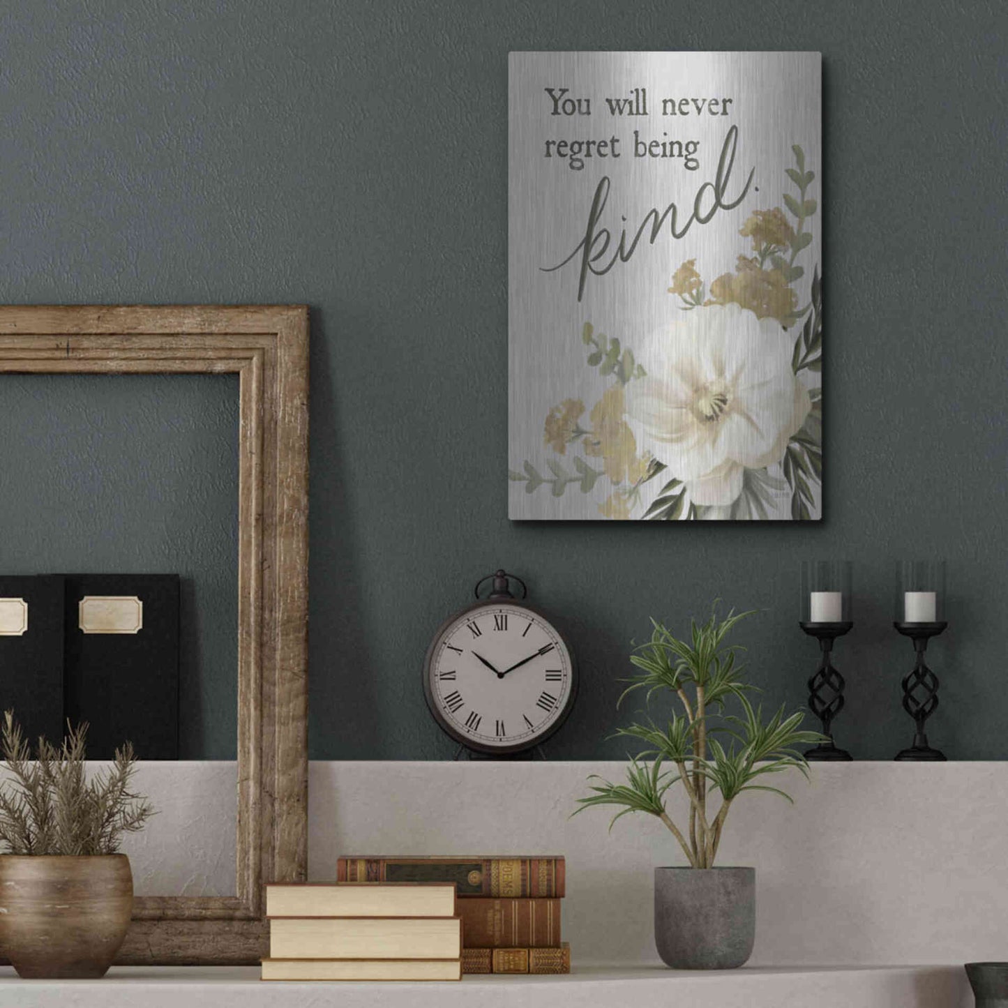 Luxe Metal Art 'You Will Never Regret Being Kind' by House Fenway, Metal Wall Art,12x16