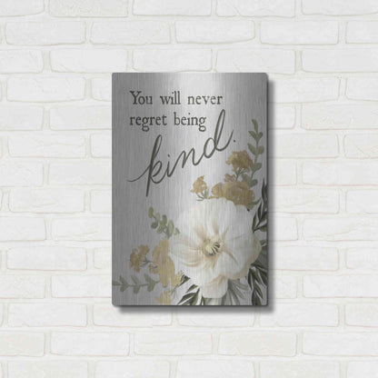 Luxe Metal Art 'You Will Never Regret Being Kind' by House Fenway, Metal Wall Art,16x24