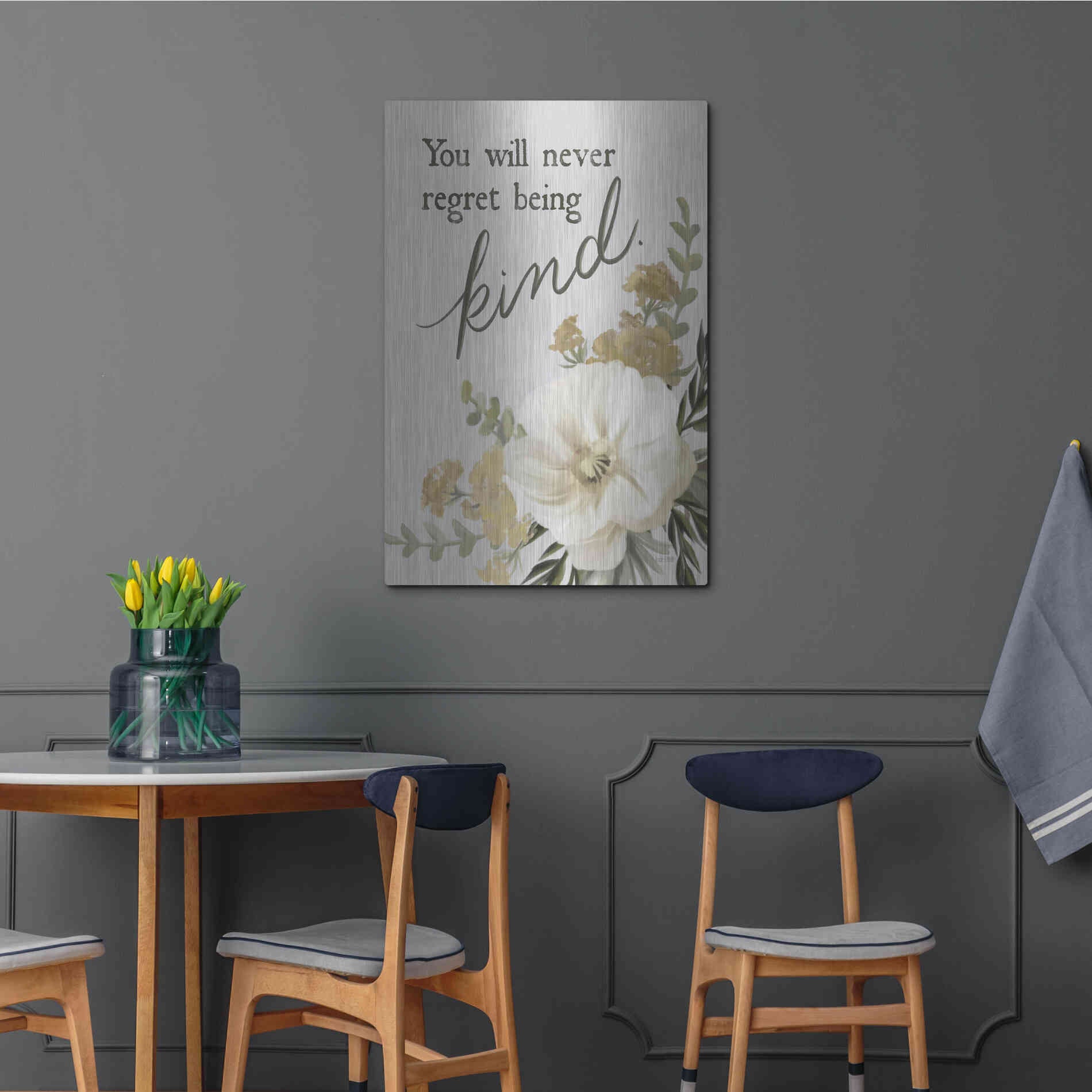 Luxe Metal Art 'You Will Never Regret Being Kind' by House Fenway, Metal Wall Art,24x36
