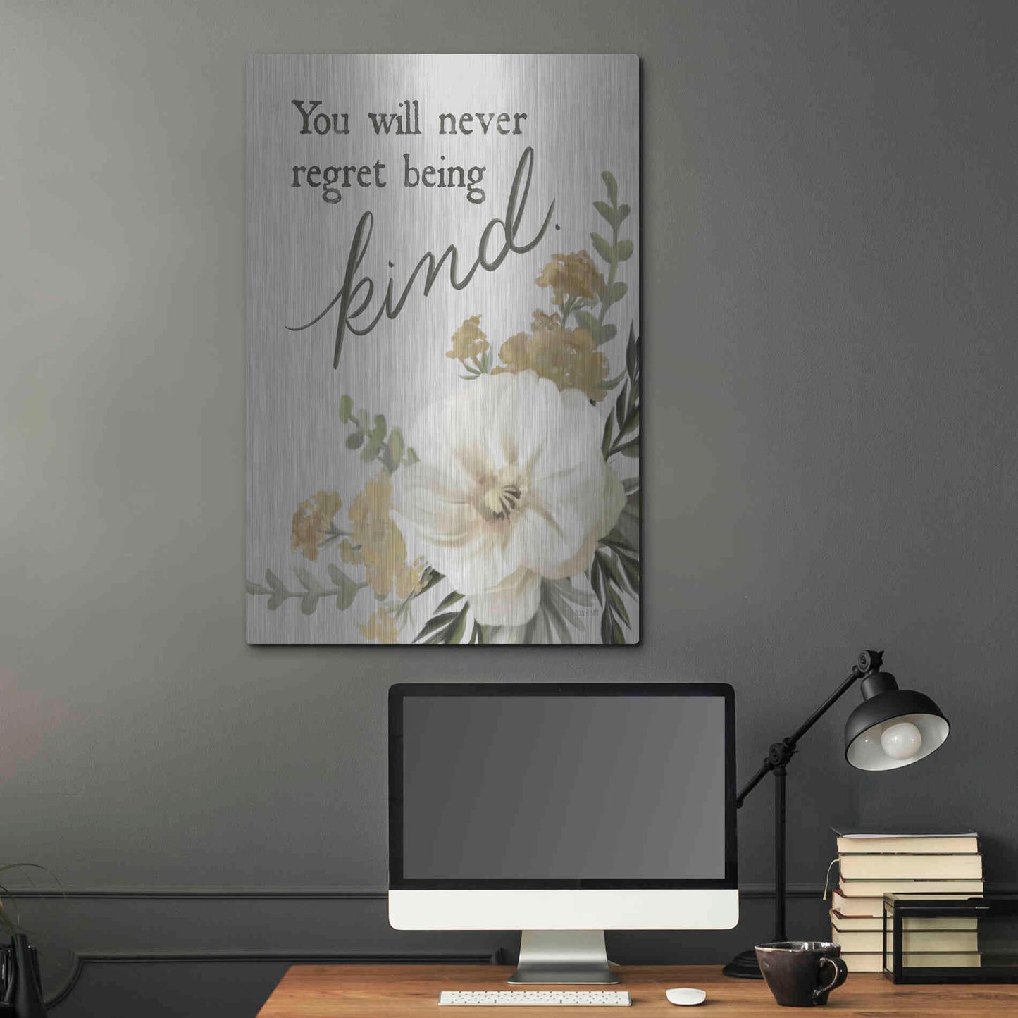 Luxe Metal Art 'You Will Never Regret Being Kind' by House Fenway, Metal Wall Art,24x36