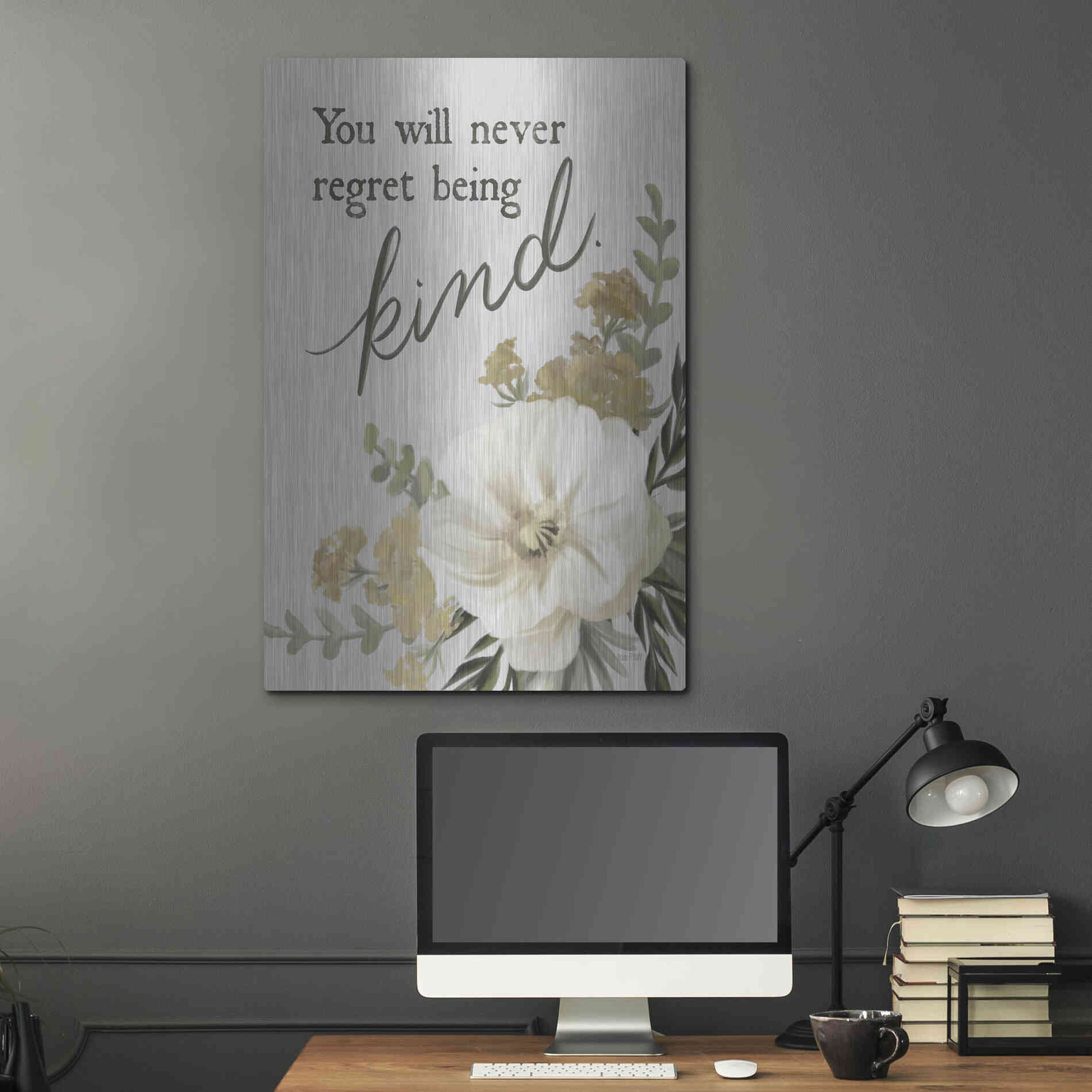 Luxe Metal Art 'You Will Never Regret Being Kind' by House Fenway, Metal Wall Art,24x36