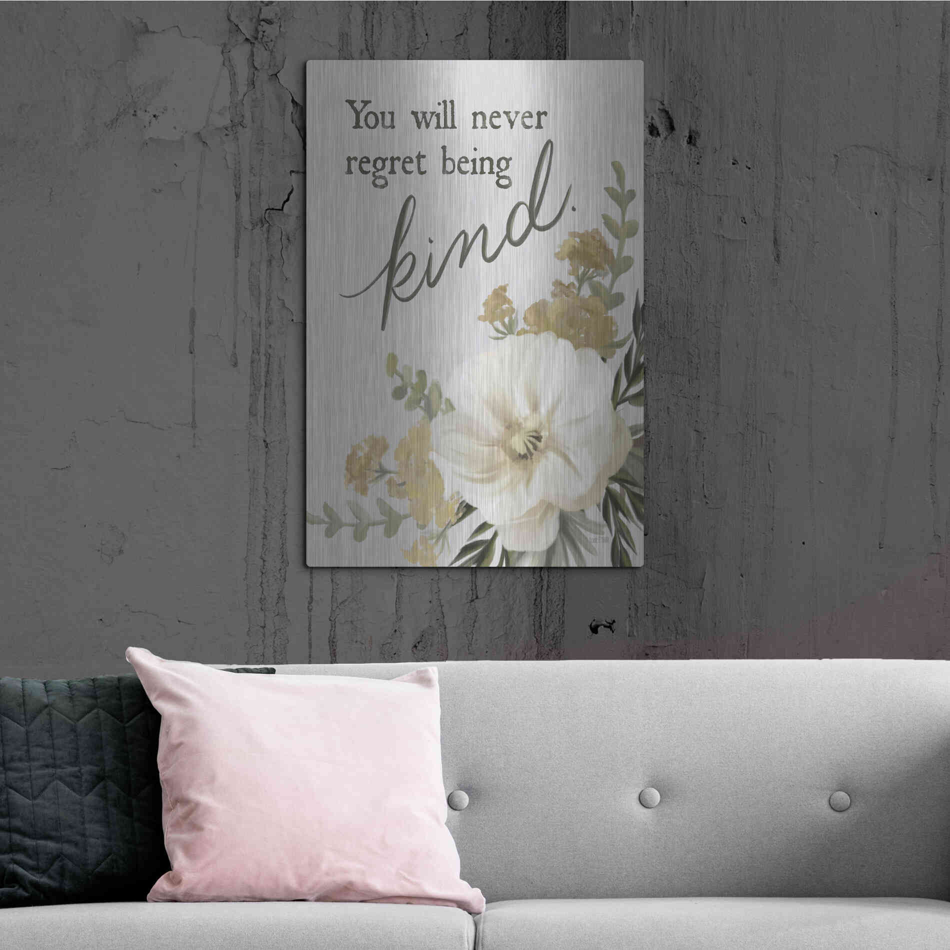 Luxe Metal Art 'You Will Never Regret Being Kind' by House Fenway, Metal Wall Art,24x36