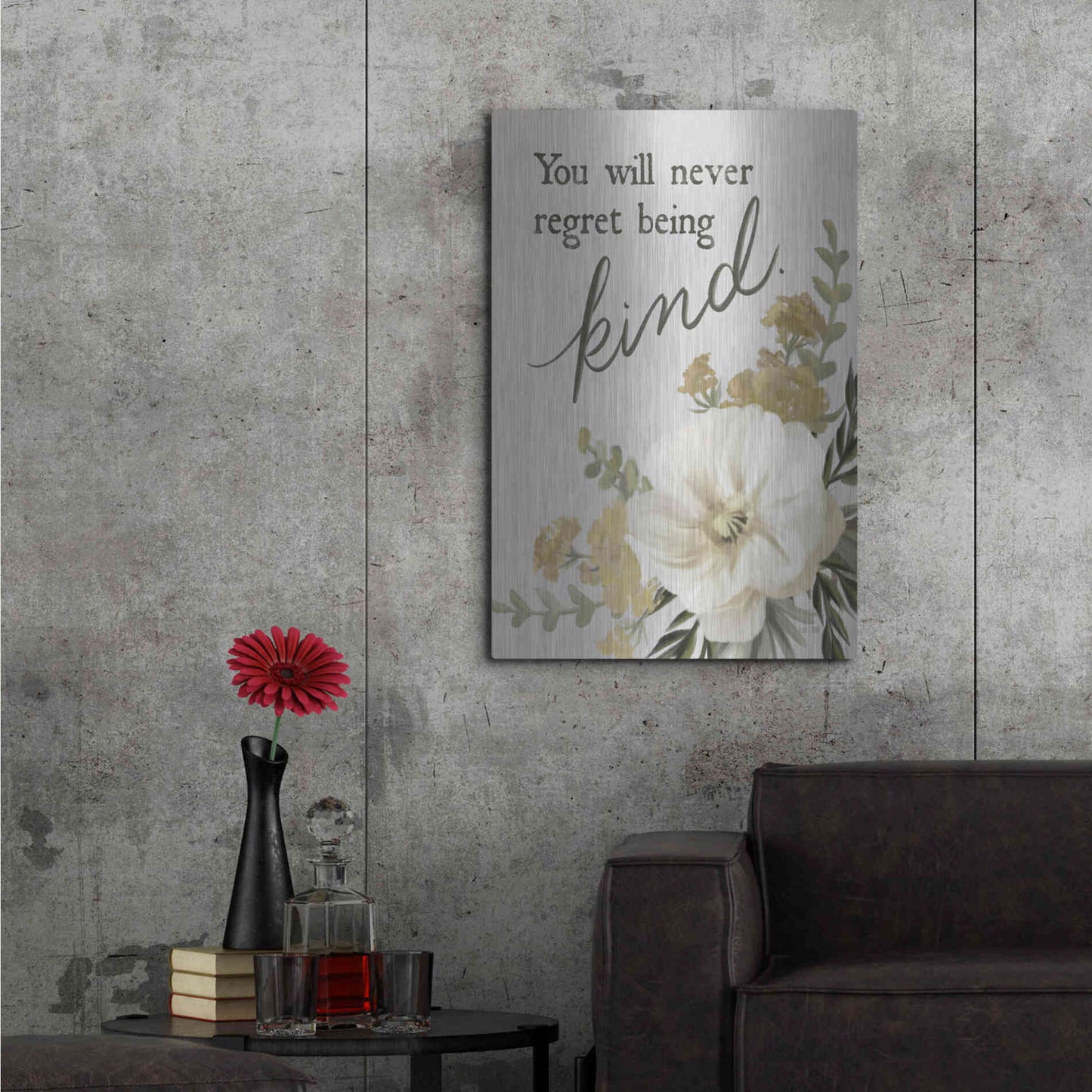 Luxe Metal Art 'You Will Never Regret Being Kind' by House Fenway, Metal Wall Art,24x36