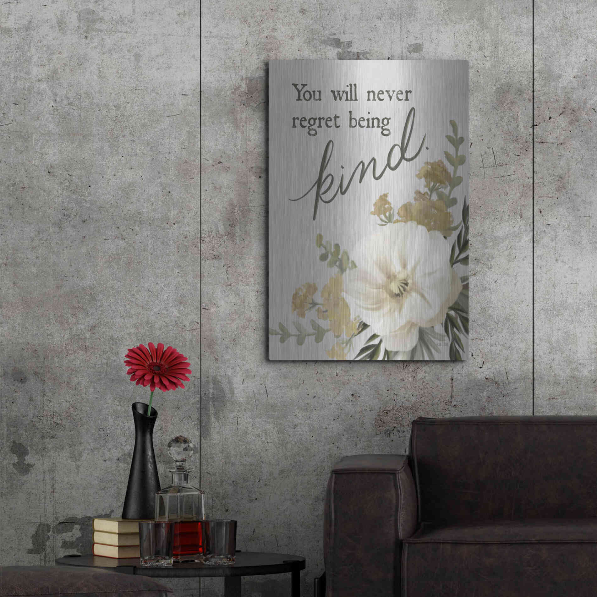 Luxe Metal Art 'You Will Never Regret Being Kind' by House Fenway, Metal Wall Art,24x36