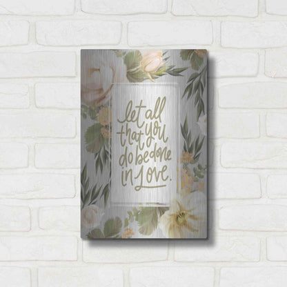 Luxe Metal Art 'Be Done in Love Floral' by House Fenway, Metal Wall Art,12x16