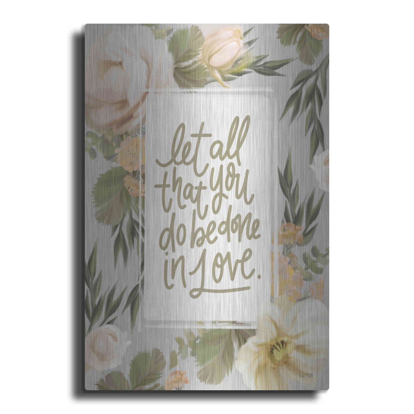 Luxe Metal Art 'Be Done in Love Floral' by House Fenway, Metal Wall Art