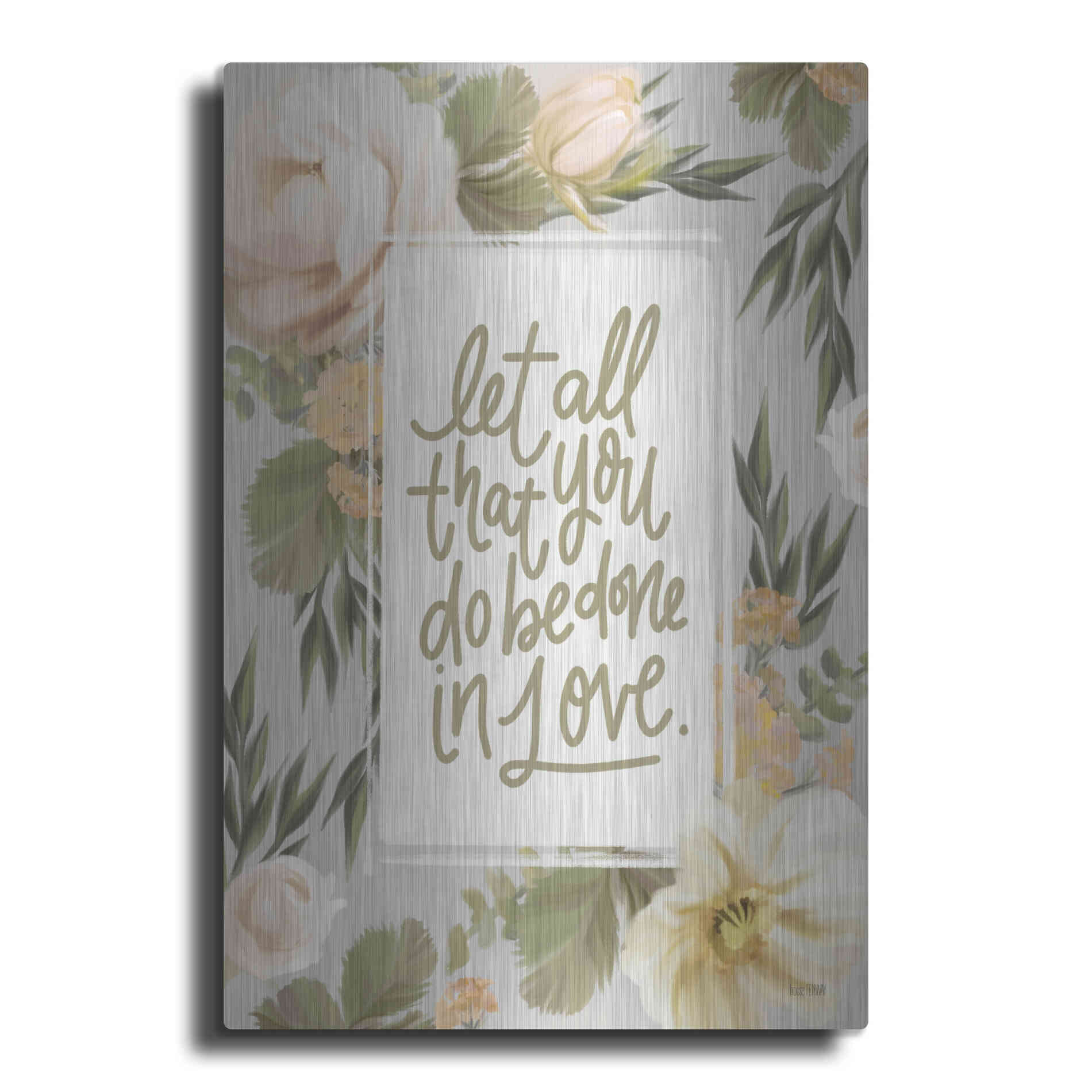 Luxe Metal Art 'Be Done in Love Floral' by House Fenway, Metal Wall Art