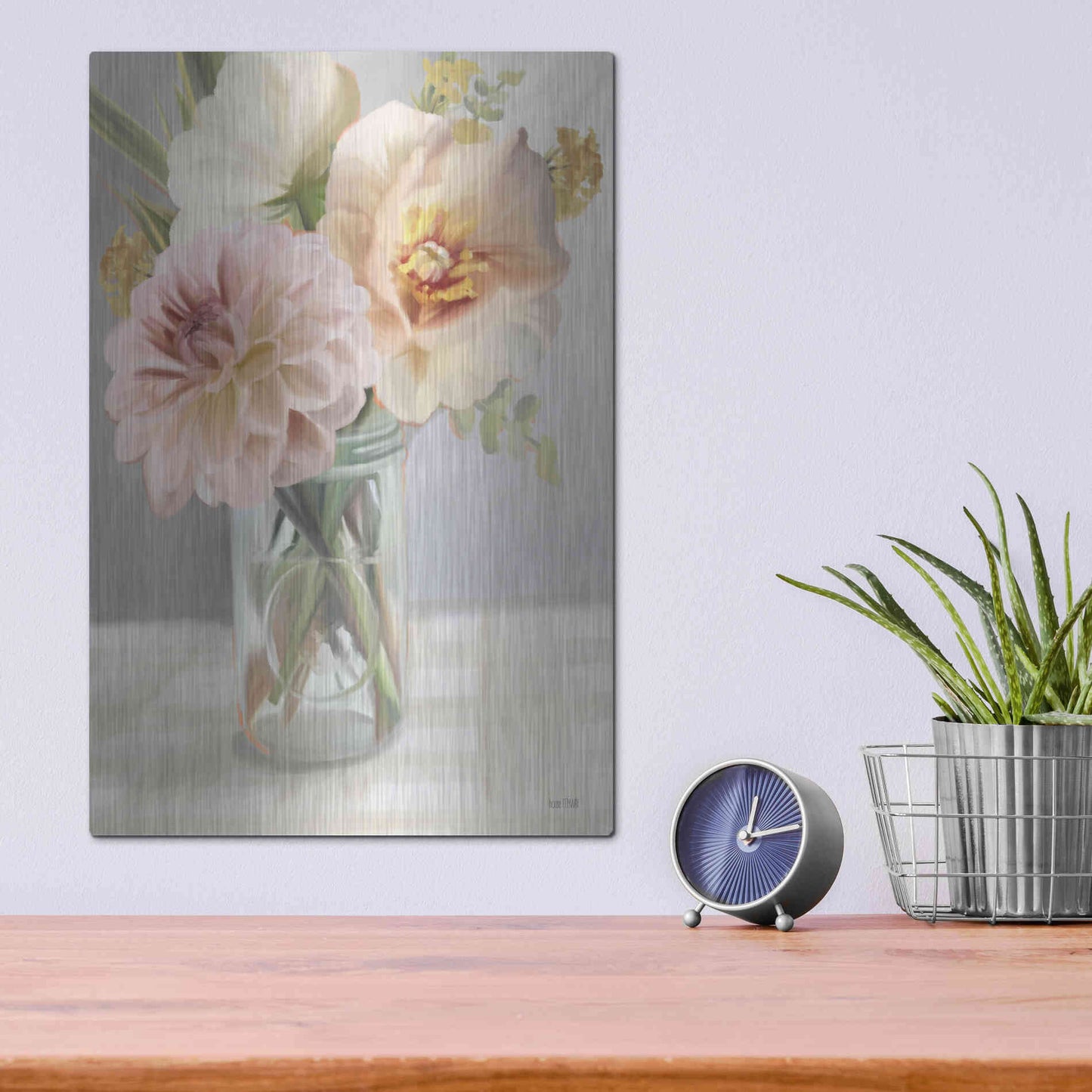 Luxe Metal Art 'Fresh Flowers For You' by House Fenway, Metal Wall Art,12x16