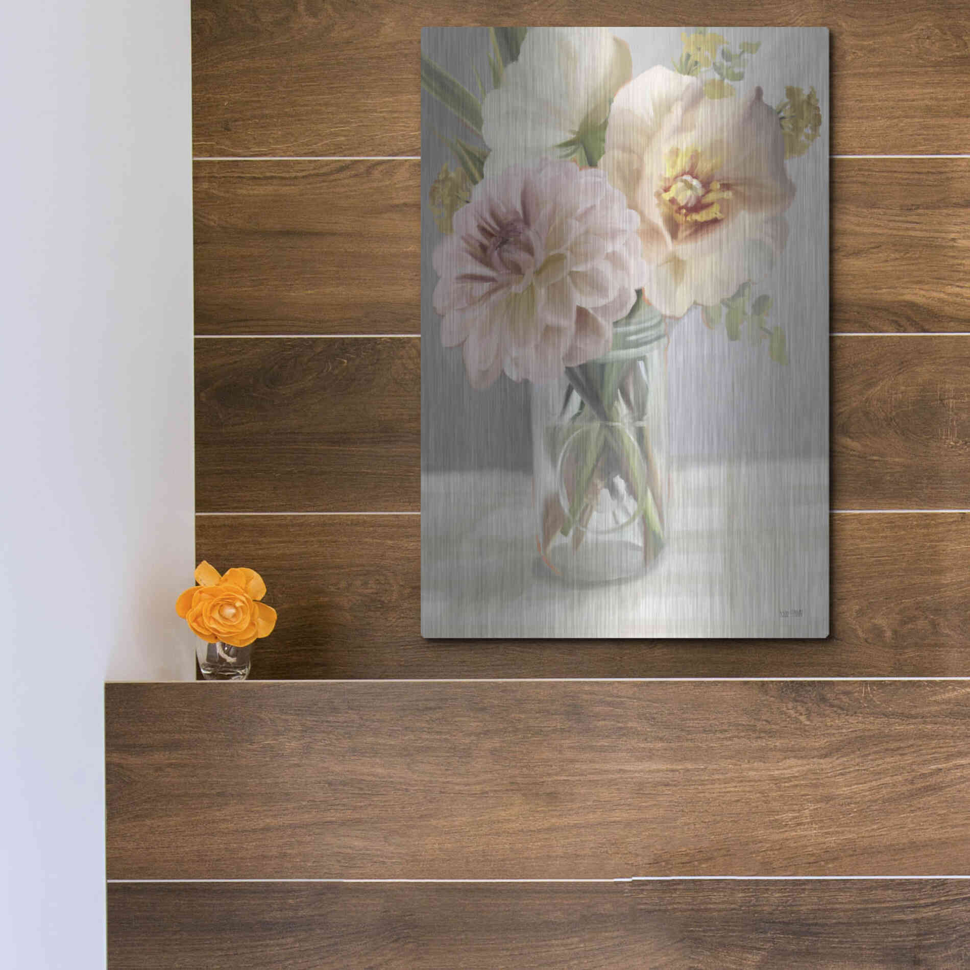 Luxe Metal Art 'Fresh Flowers For You' by House Fenway, Metal Wall Art,12x16