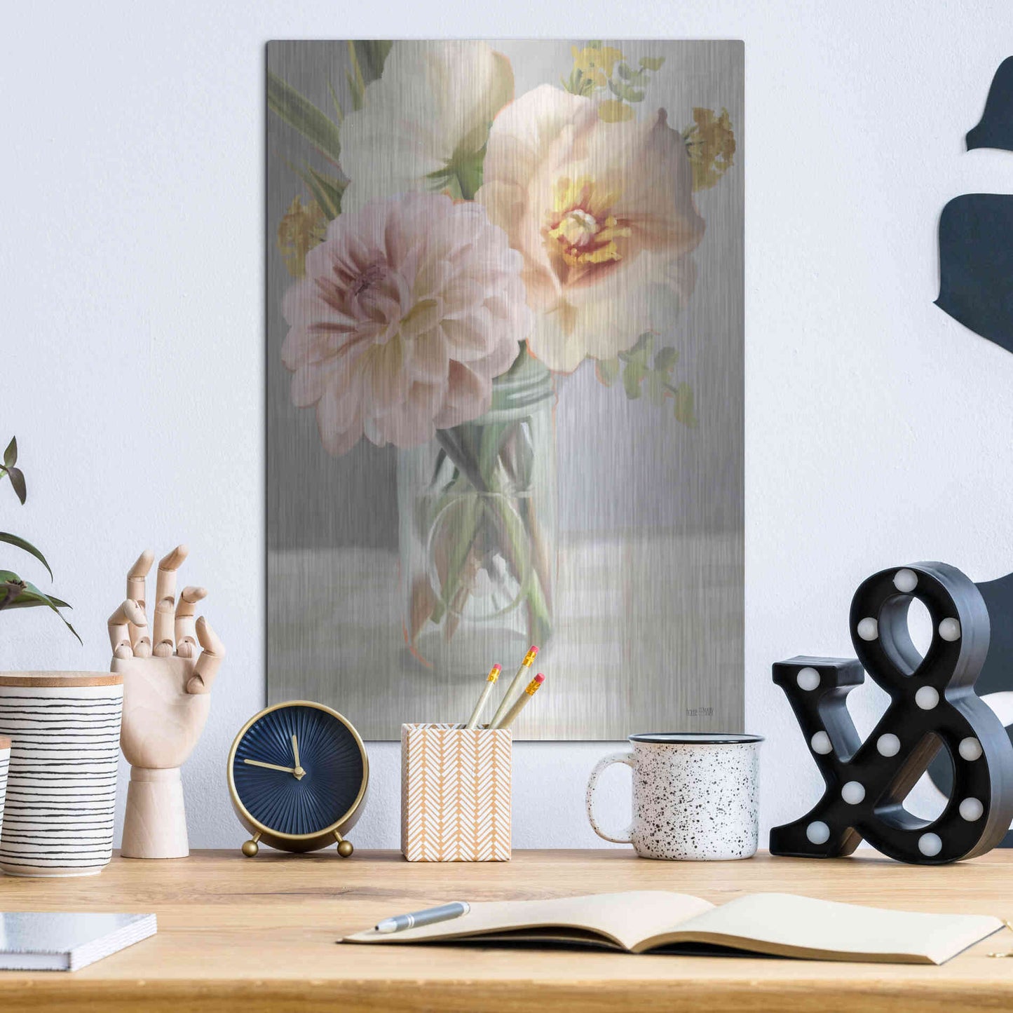 Luxe Metal Art 'Fresh Flowers For You' by House Fenway, Metal Wall Art,12x16