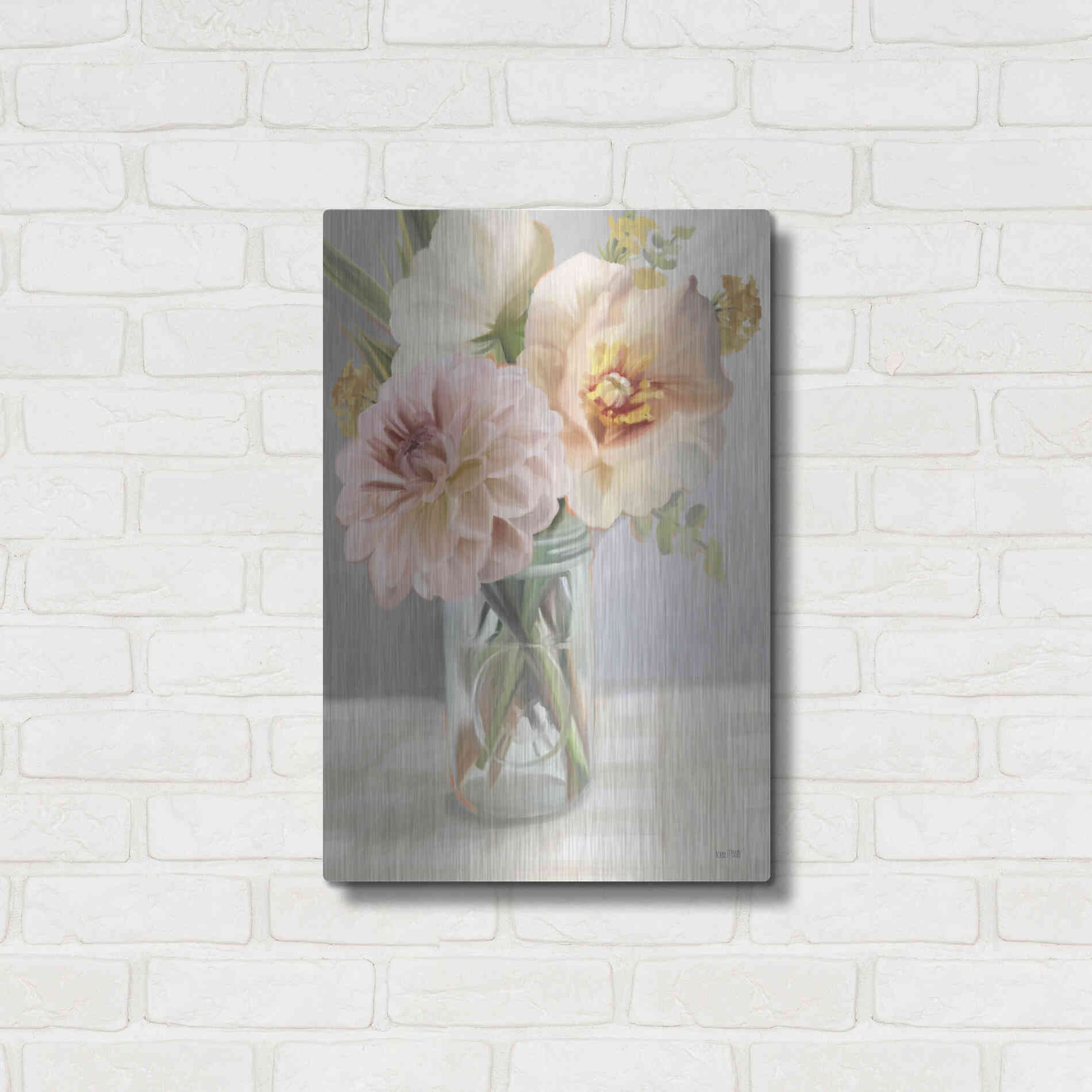 Luxe Metal Art 'Fresh Flowers For You' by House Fenway, Metal Wall Art,16x24