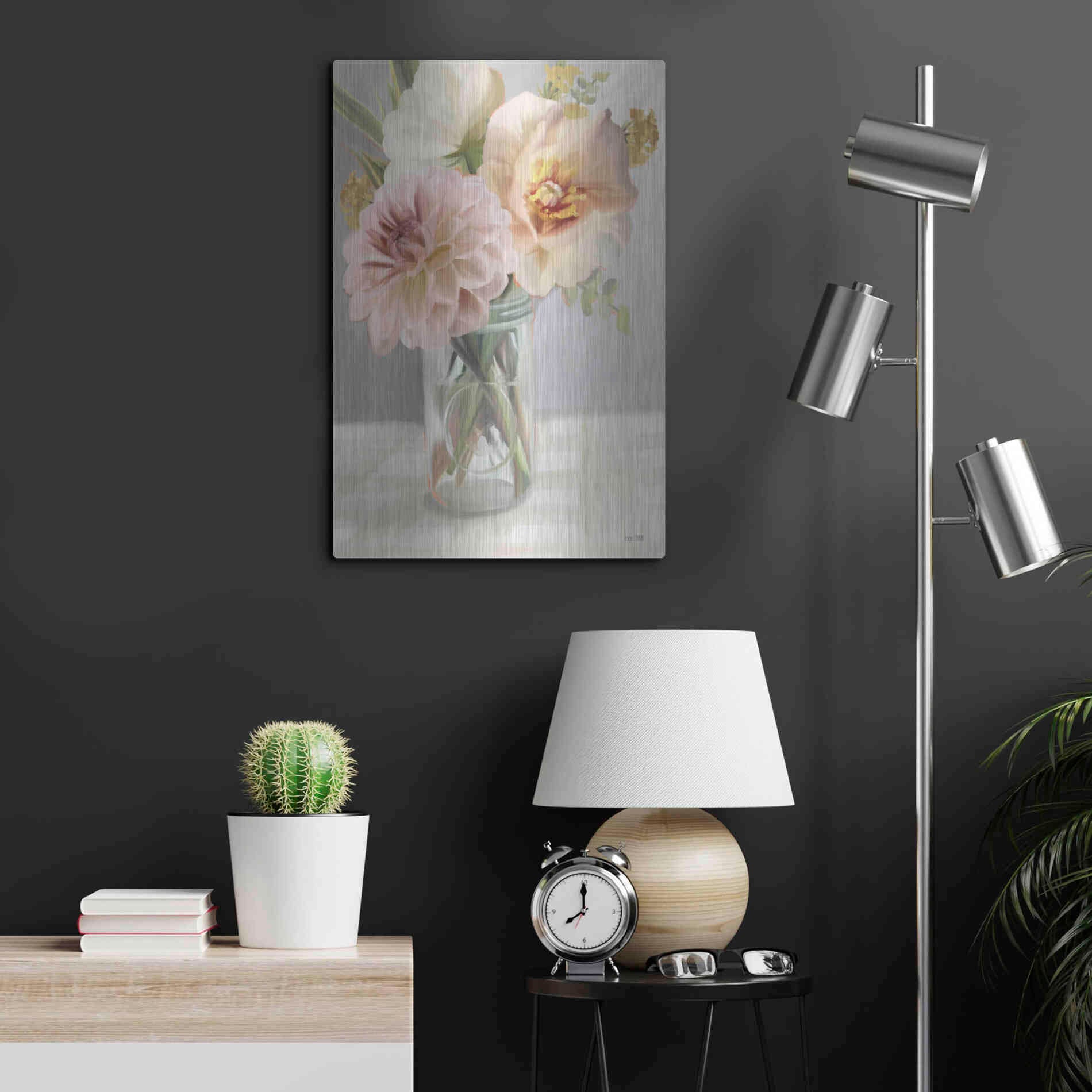 Luxe Metal Art 'Fresh Flowers For You' by House Fenway, Metal Wall Art,16x24