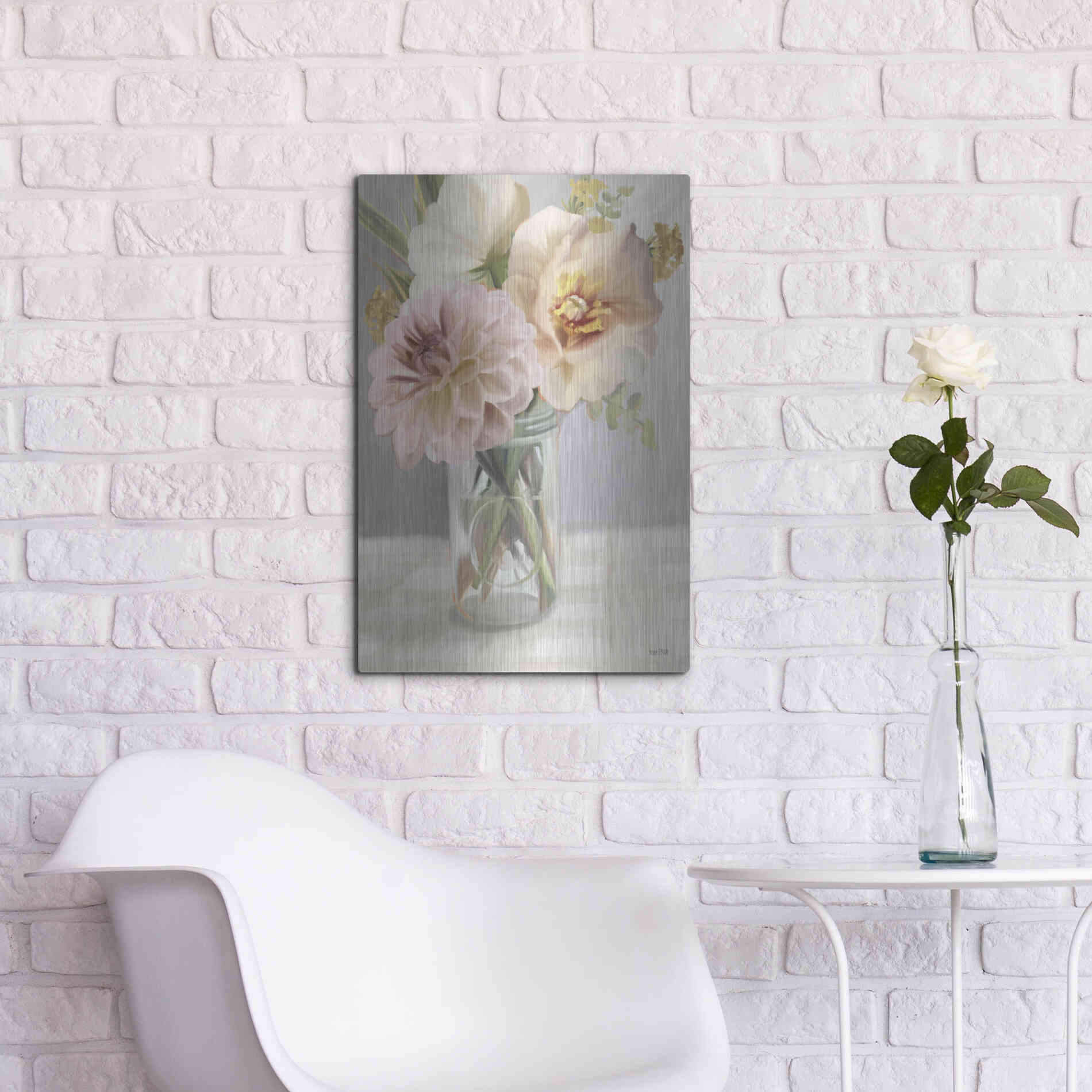 Luxe Metal Art 'Fresh Flowers For You' by House Fenway, Metal Wall Art,16x24