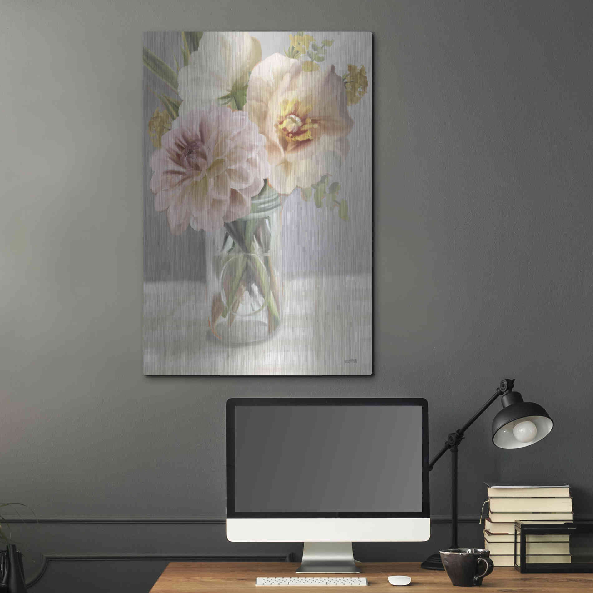 Luxe Metal Art 'Fresh Flowers For You' by House Fenway, Metal Wall Art,24x36