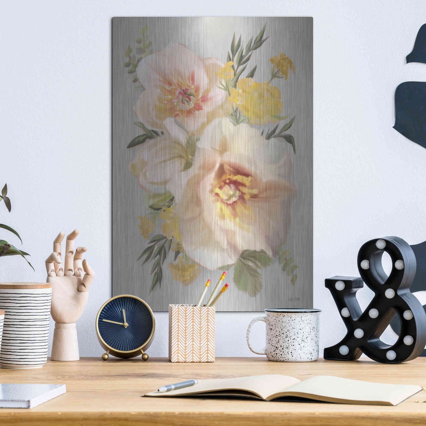 Luxe Metal Art 'Wild Anemone Bouquet' by House Fenway, Metal Wall Art,12x16