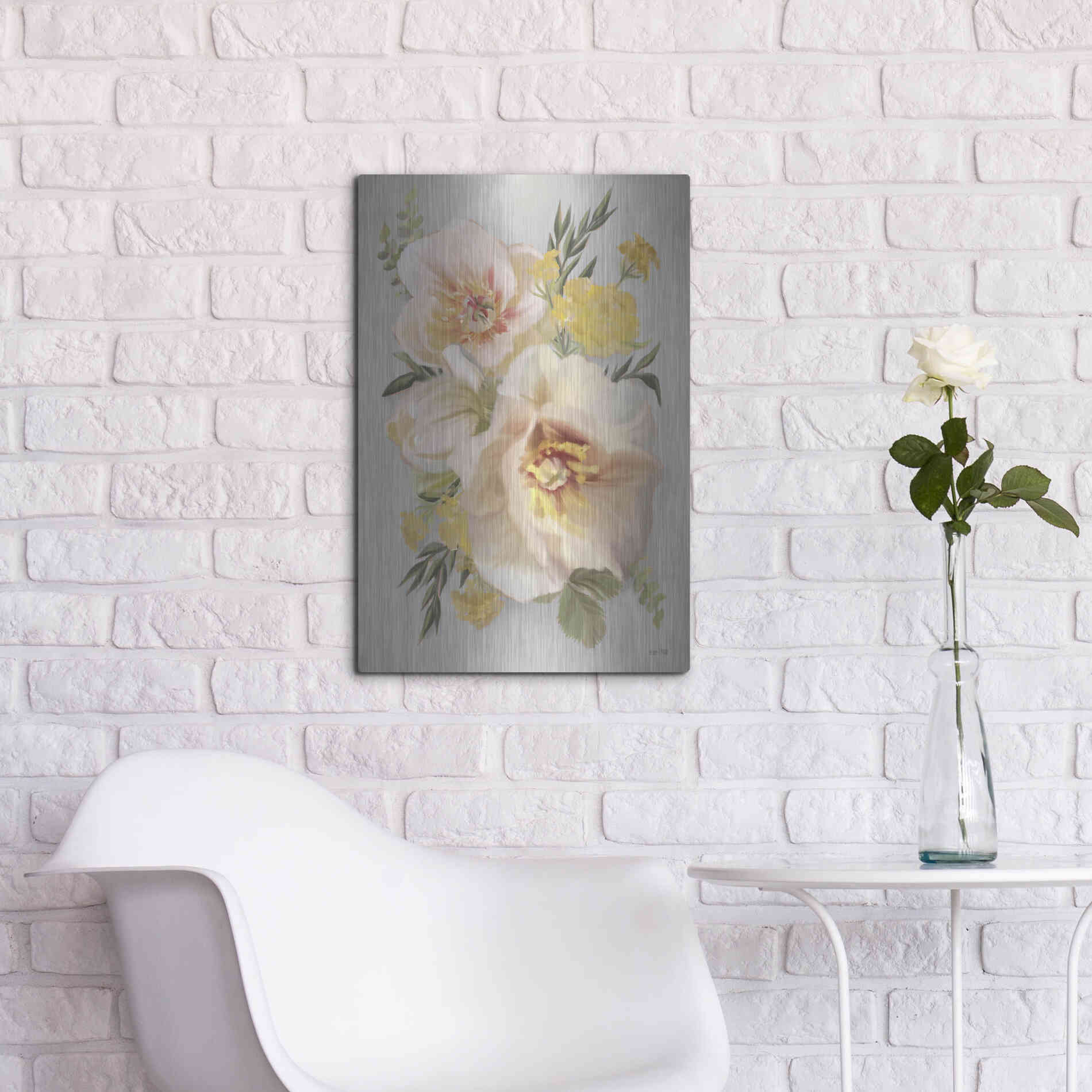 Luxe Metal Art 'Wild Anemone Bouquet' by House Fenway, Metal Wall Art,16x24