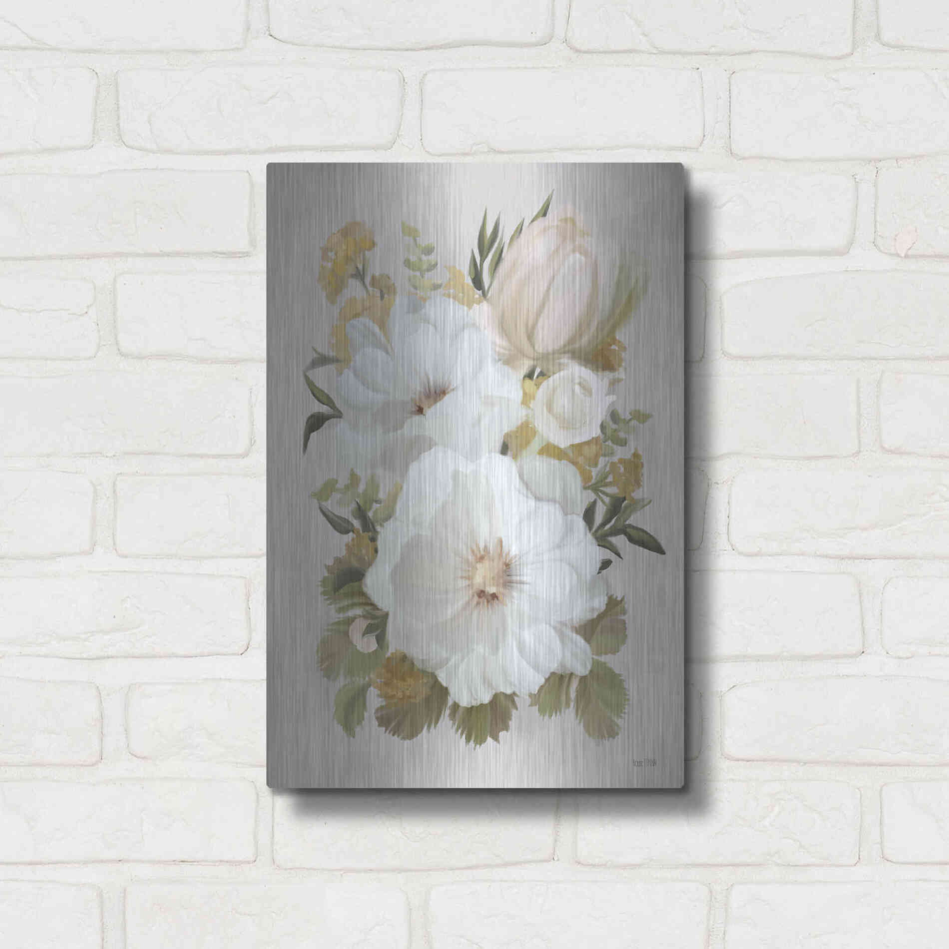 Luxe Metal Art 'Floral Tansy Bouquet' by House Fenway, Metal Wall Art,12x16