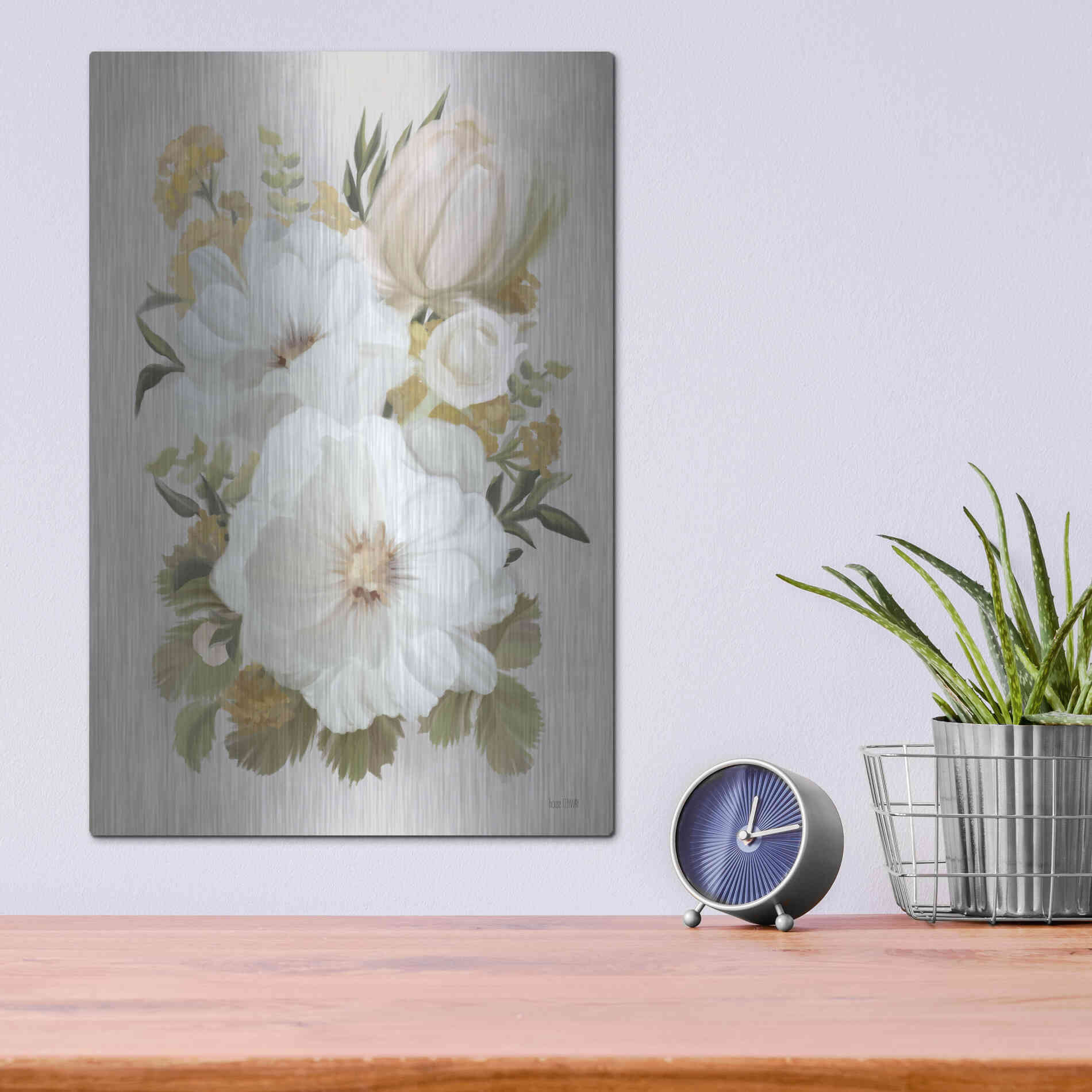 Luxe Metal Art 'Floral Tansy Bouquet' by House Fenway, Metal Wall Art,12x16