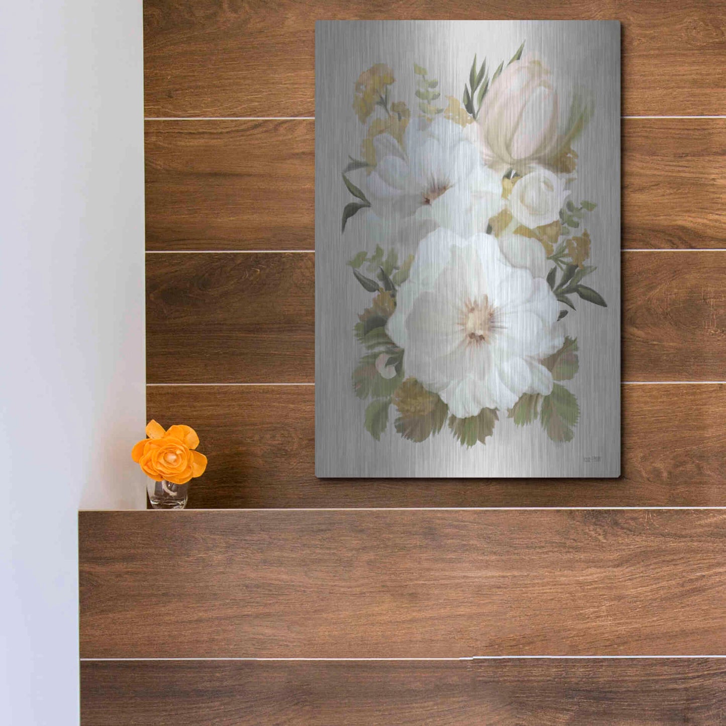 Luxe Metal Art 'Floral Tansy Bouquet' by House Fenway, Metal Wall Art,12x16