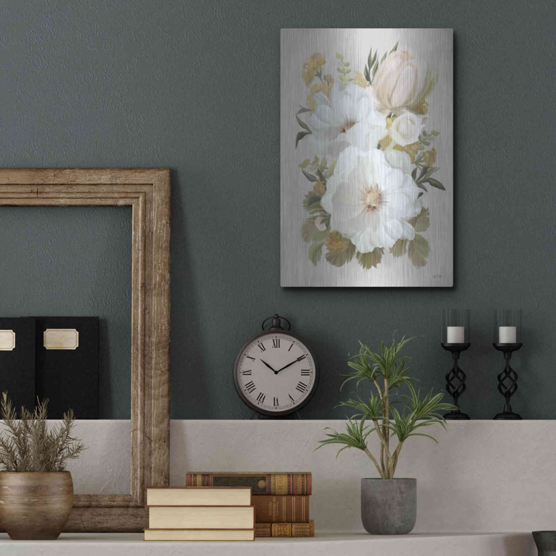 Luxe Metal Art 'Floral Tansy Bouquet' by House Fenway, Metal Wall Art,12x16