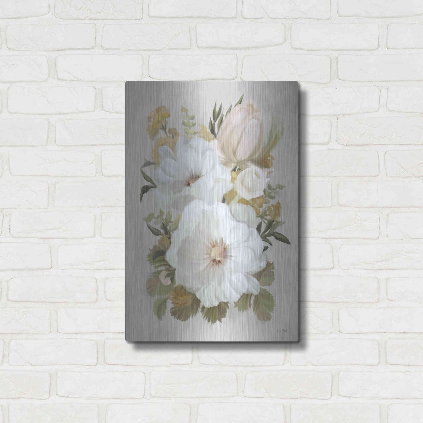 Luxe Metal Art 'Floral Tansy Bouquet' by House Fenway, Metal Wall Art,16x24