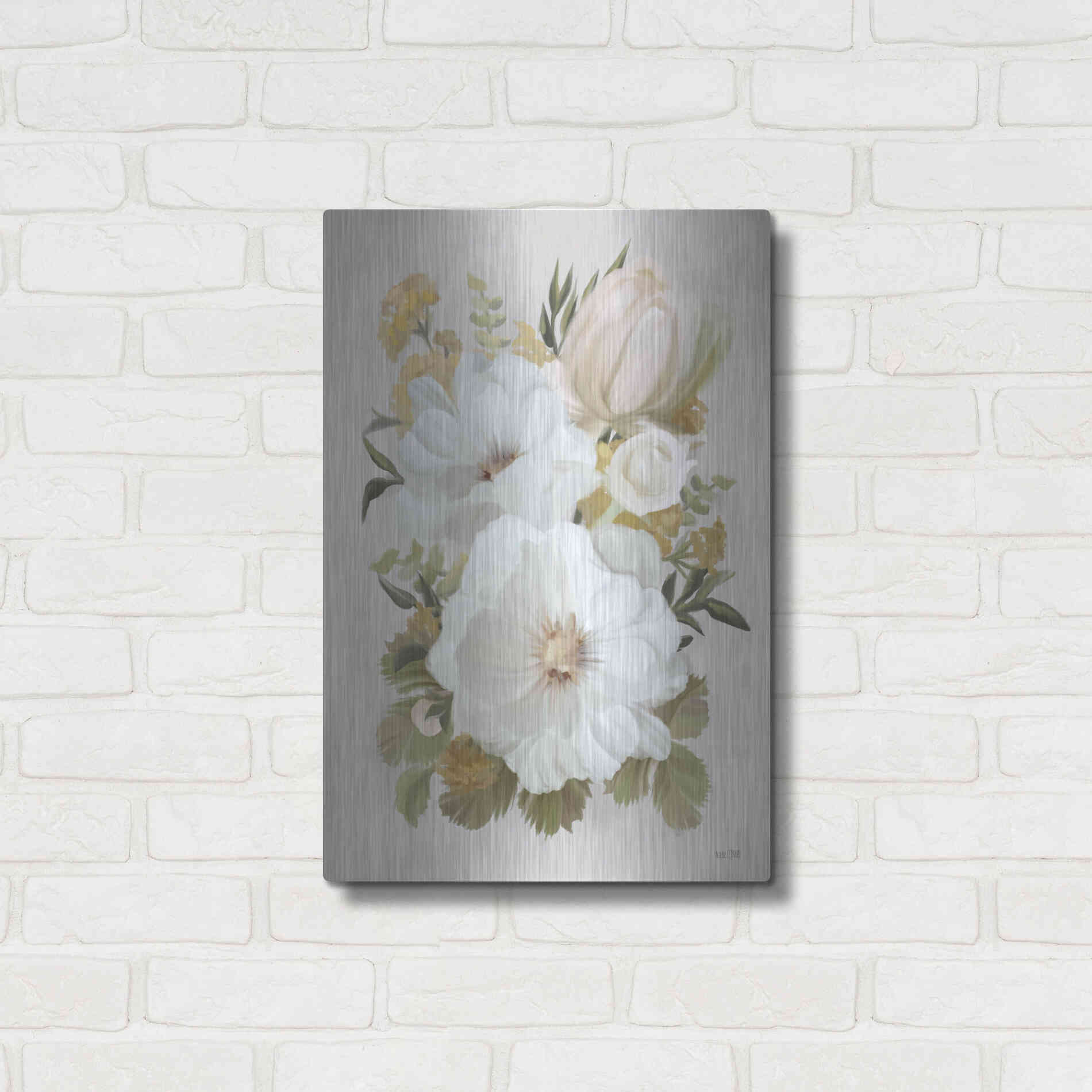 Luxe Metal Art 'Floral Tansy Bouquet' by House Fenway, Metal Wall Art,16x24