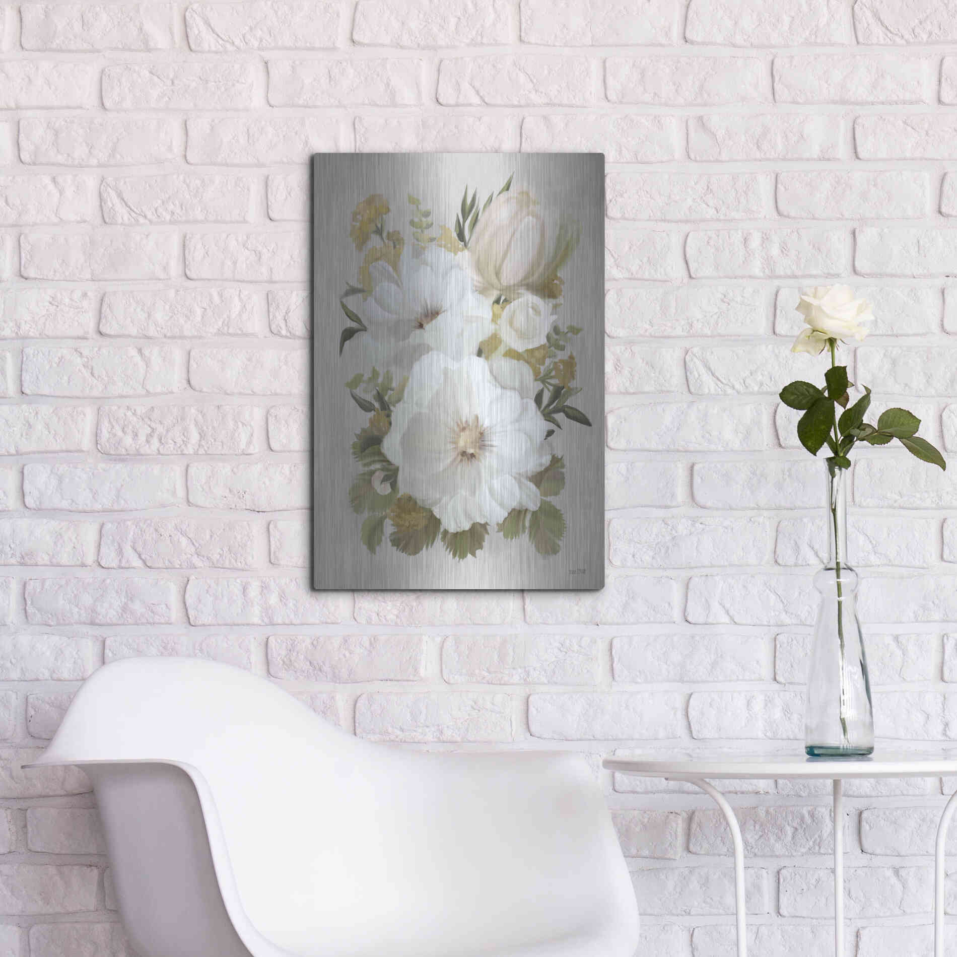 Luxe Metal Art 'Floral Tansy Bouquet' by House Fenway, Metal Wall Art,16x24