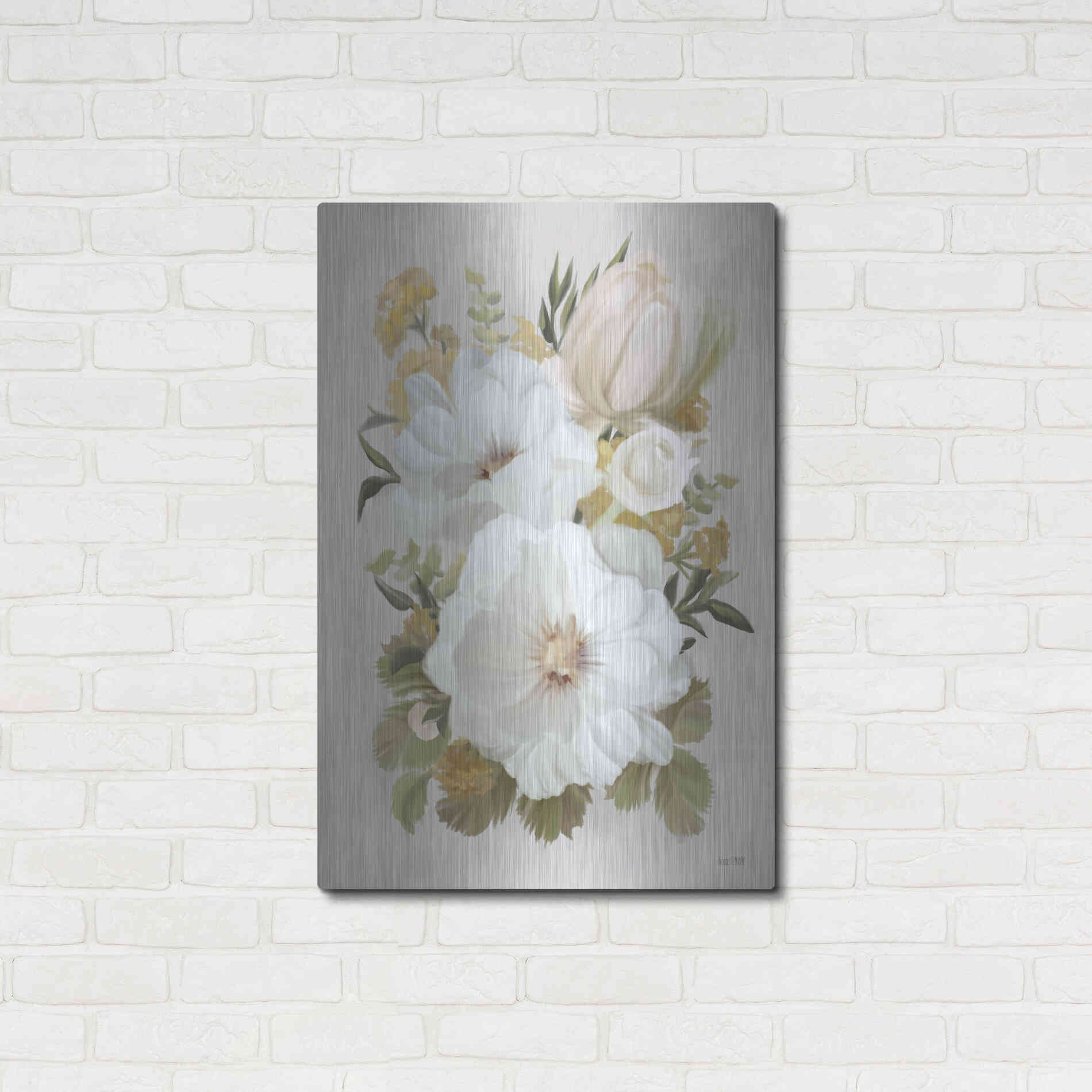 Luxe Metal Art 'Floral Tansy Bouquet' by House Fenway, Metal Wall Art,24x36