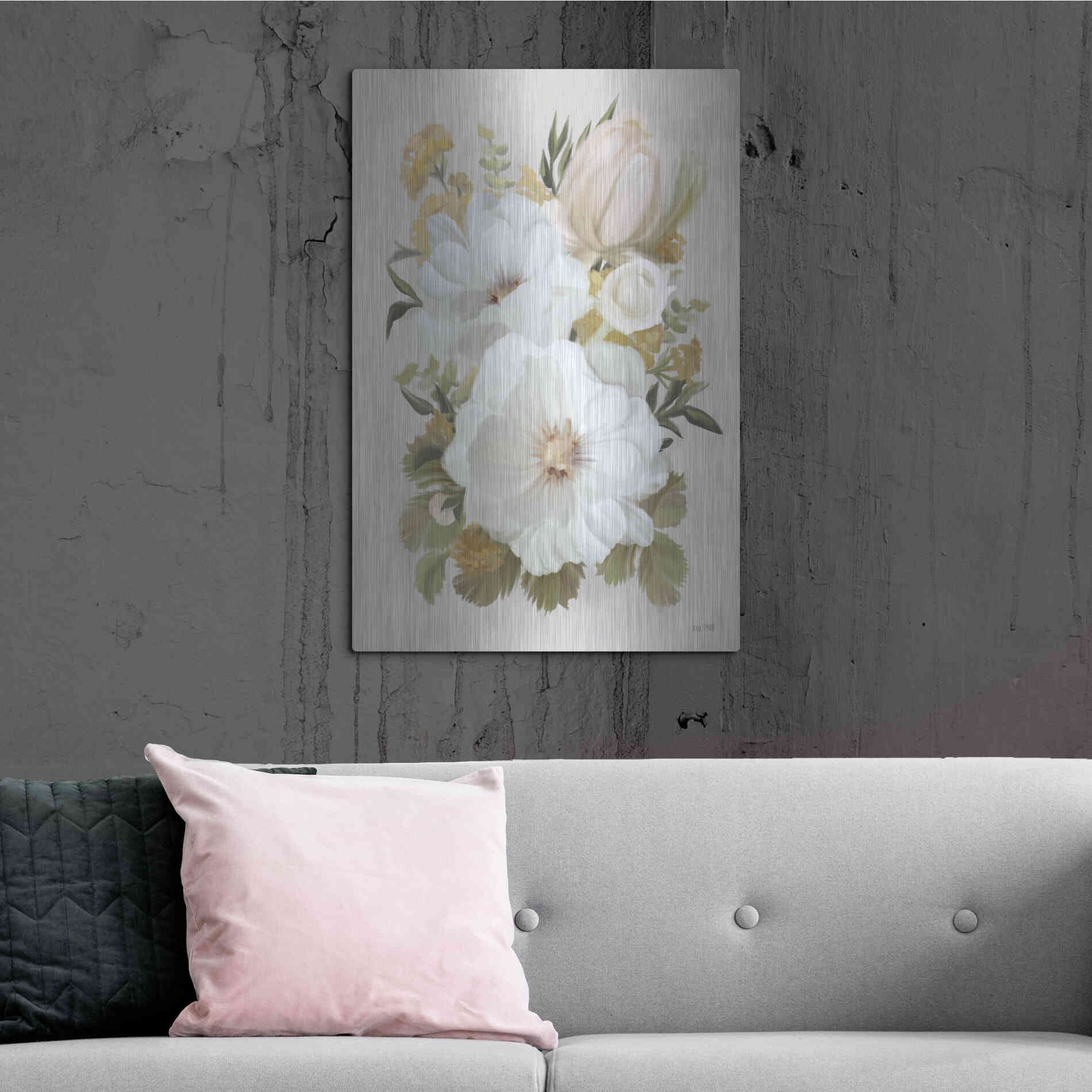 Luxe Metal Art 'Floral Tansy Bouquet' by House Fenway, Metal Wall Art,24x36