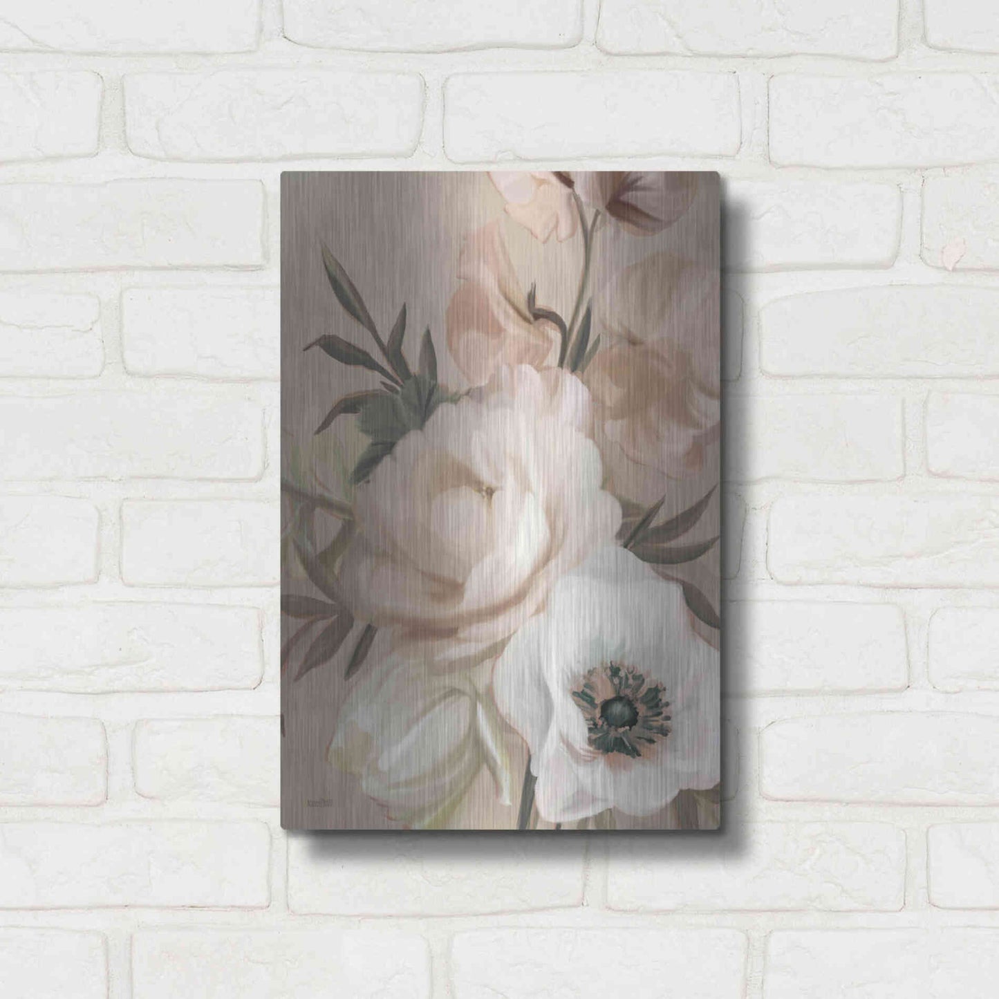 Luxe Metal Art 'Blush Peony Bouquet' by House Fenway, Metal Wall Art,12x16