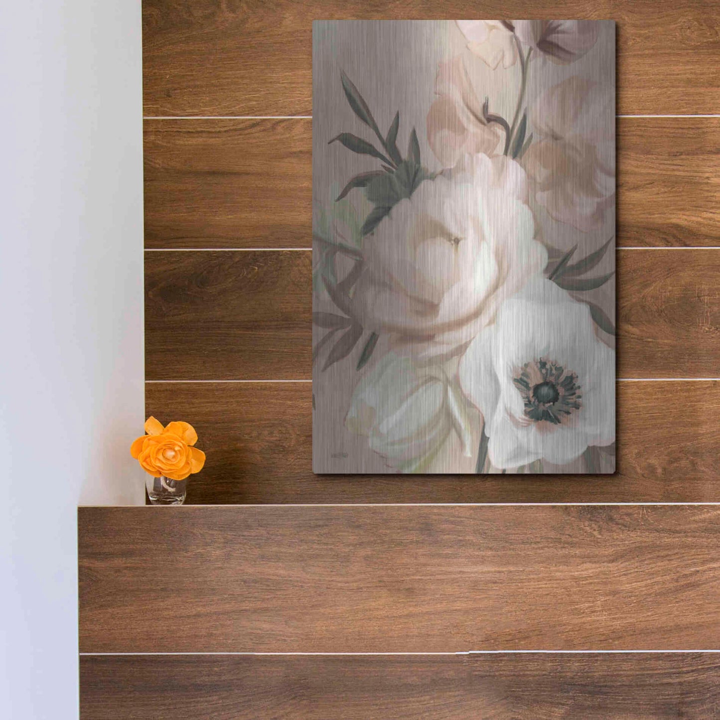 Luxe Metal Art 'Blush Peony Bouquet' by House Fenway, Metal Wall Art,12x16
