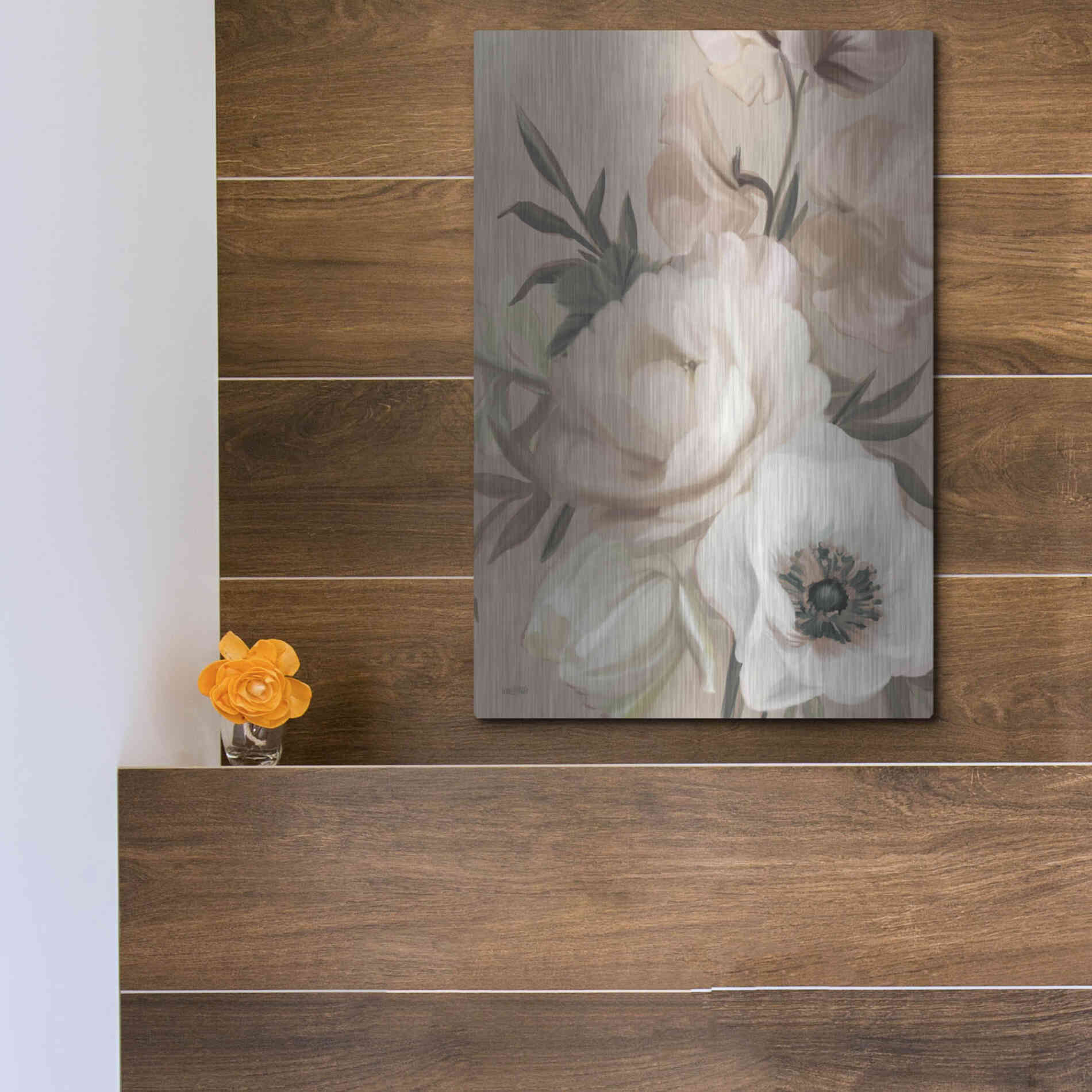 Luxe Metal Art 'Blush Peony Bouquet' by House Fenway, Metal Wall Art,12x16