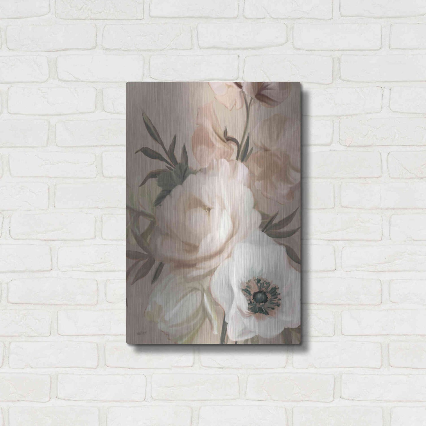 Luxe Metal Art 'Blush Peony Bouquet' by House Fenway, Metal Wall Art,16x24